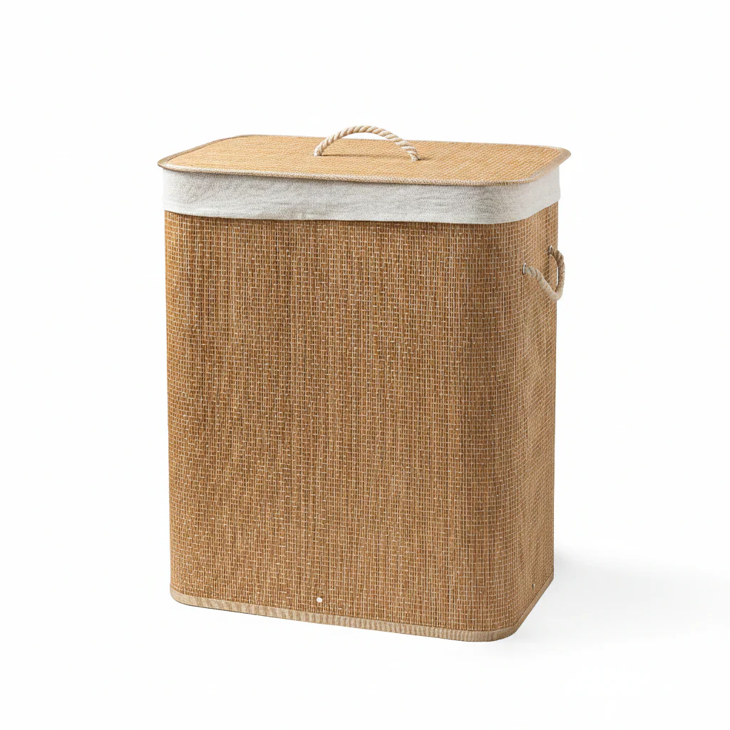 Cesto Lavanderia in Bamboo in Display Soft cm 52x32x63 Tinta Unita Cream