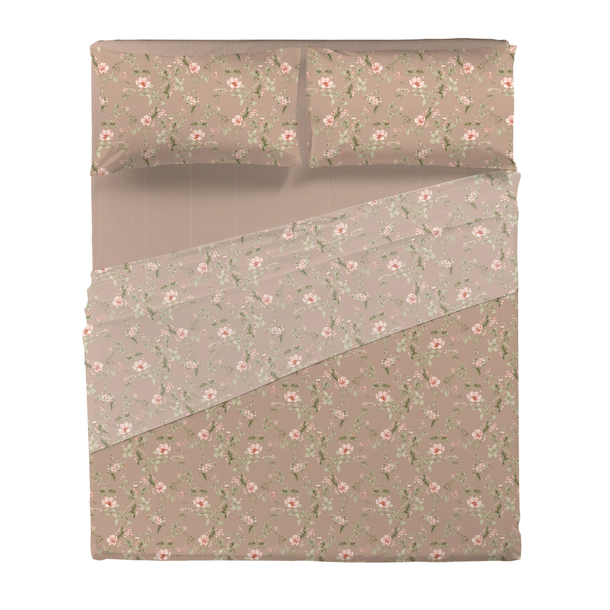 Completo Letto Matrimoniale con Stampa Atelier - Fantasia Pauline Beige - Image 3