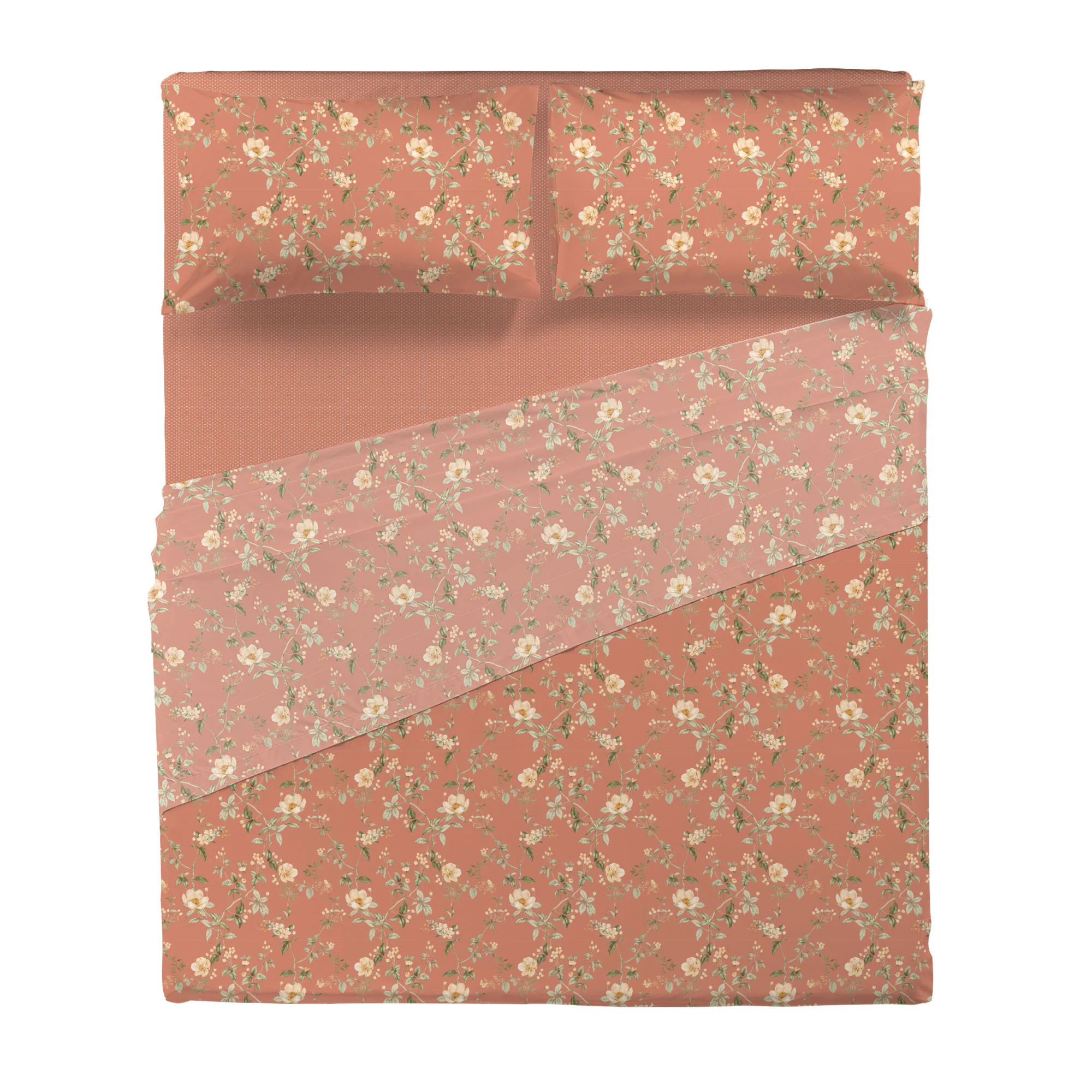 Completo Letto Matrimoniale con Stampa Atelier - Fantasia Pauline Dusty Coral - Image 3