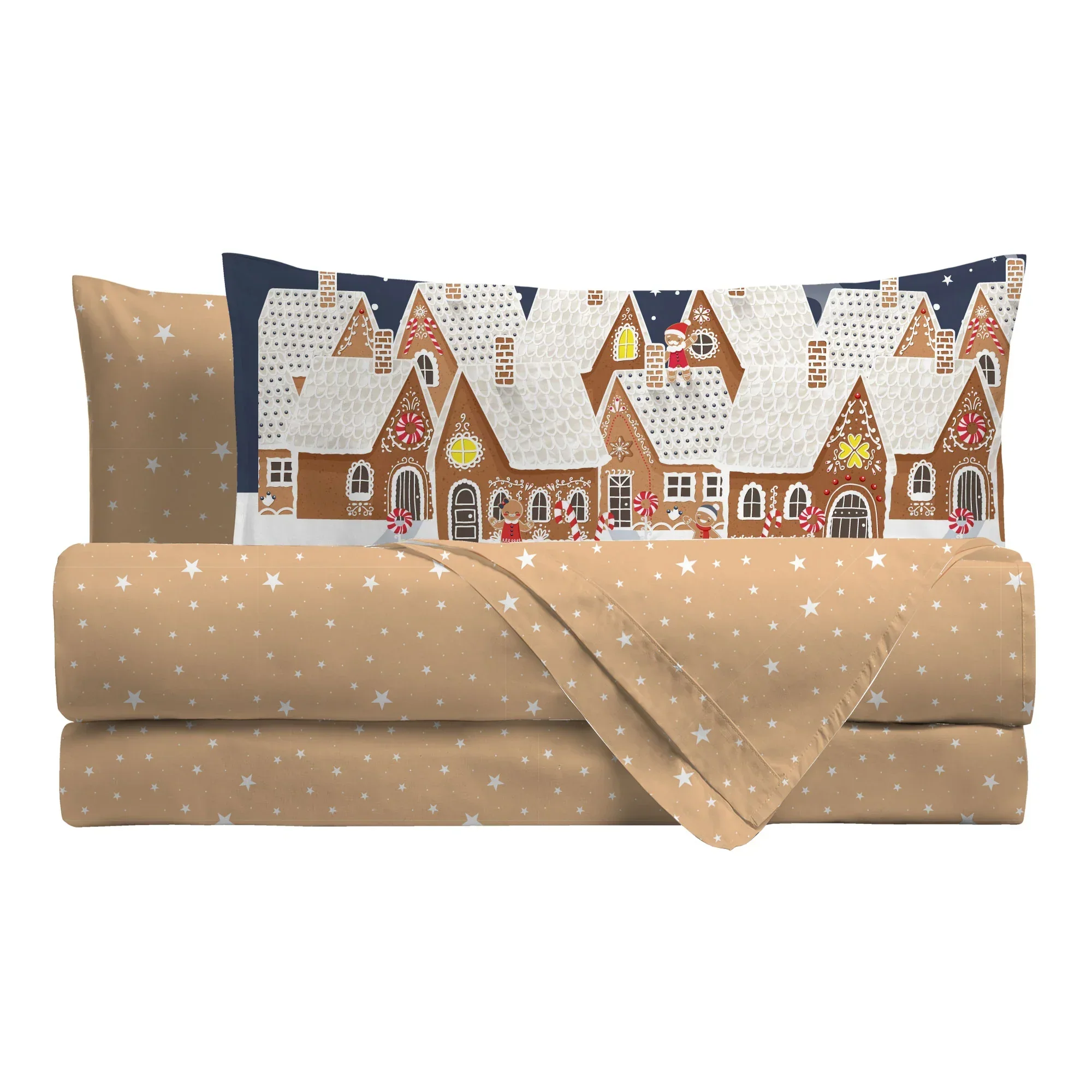 Completo Letto Matrimoniale con Stampa Digitale - Fantasia Sierra Sugar Gingerbread Multicolor