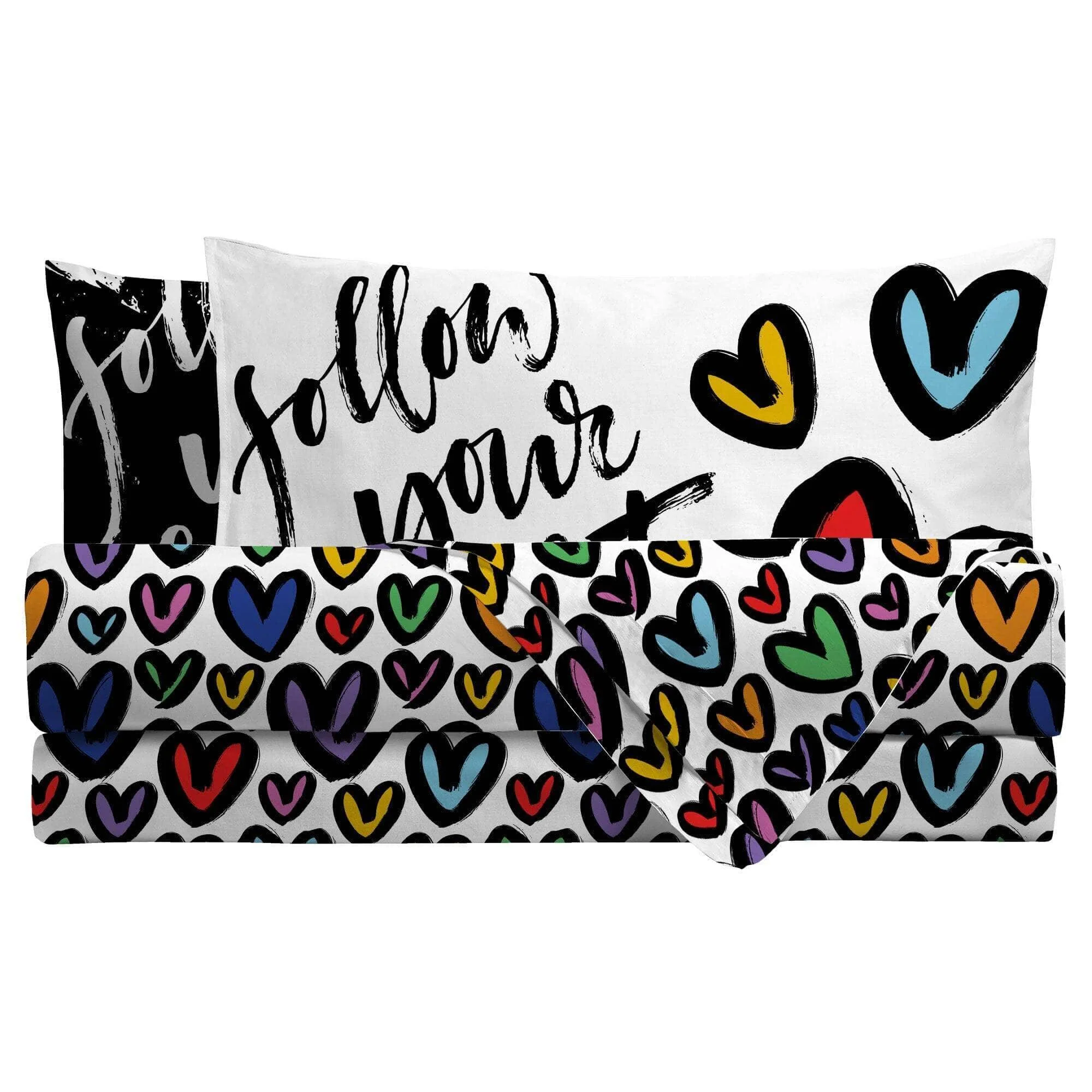 Completo Letto Matrimoniale I Love You Follow Your Heart Multicolor