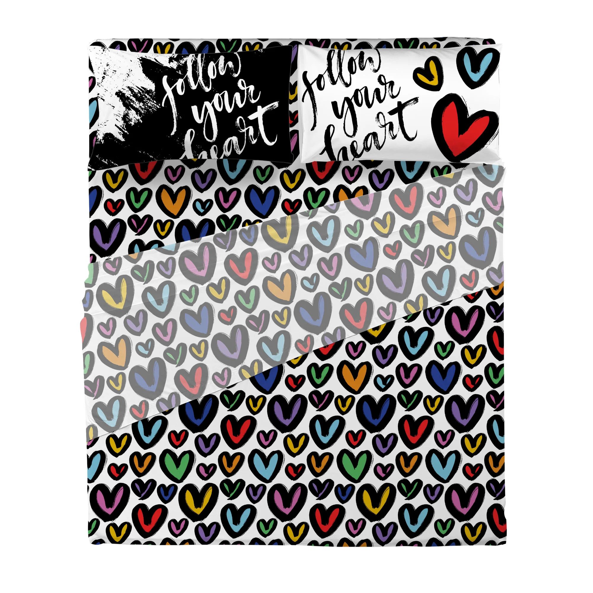 Completo Letto Matrimoniale I Love You Follow Your Heart Multicolor - Image 2