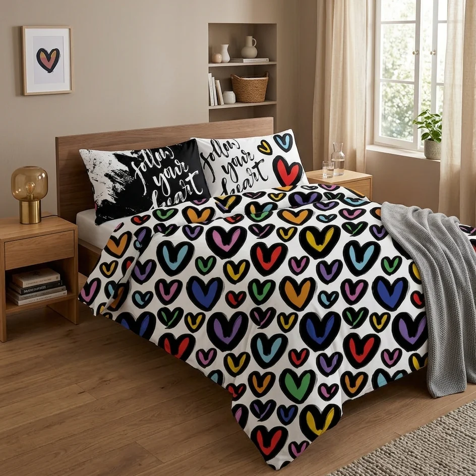 Completo Letto Matrimoniale I Love You Follow Your Heart Multicolor - Image 3