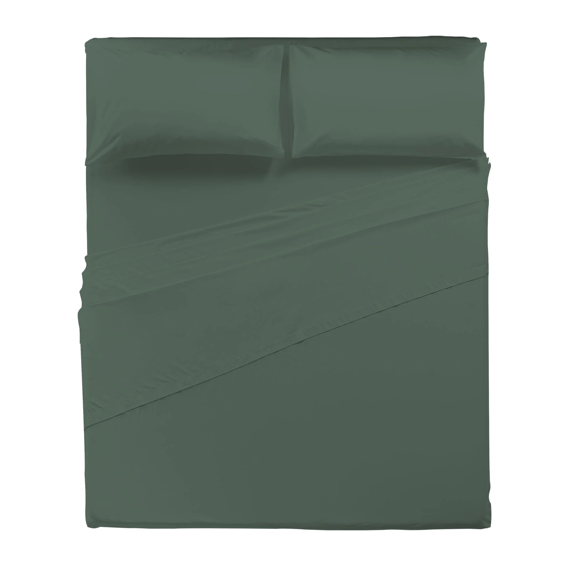 Completo Letto Matrimoniale in Cotone Atelier Fragrance Tinta Unita Dark Green - Image 3