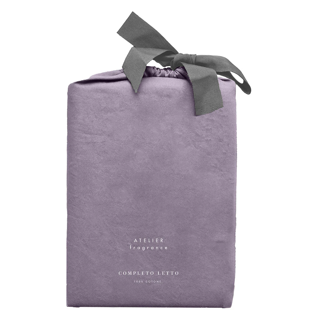 Completo Letto Matrimoniale in Cotone Atelier Fragrance Tinta Unita Lilac - Image 4