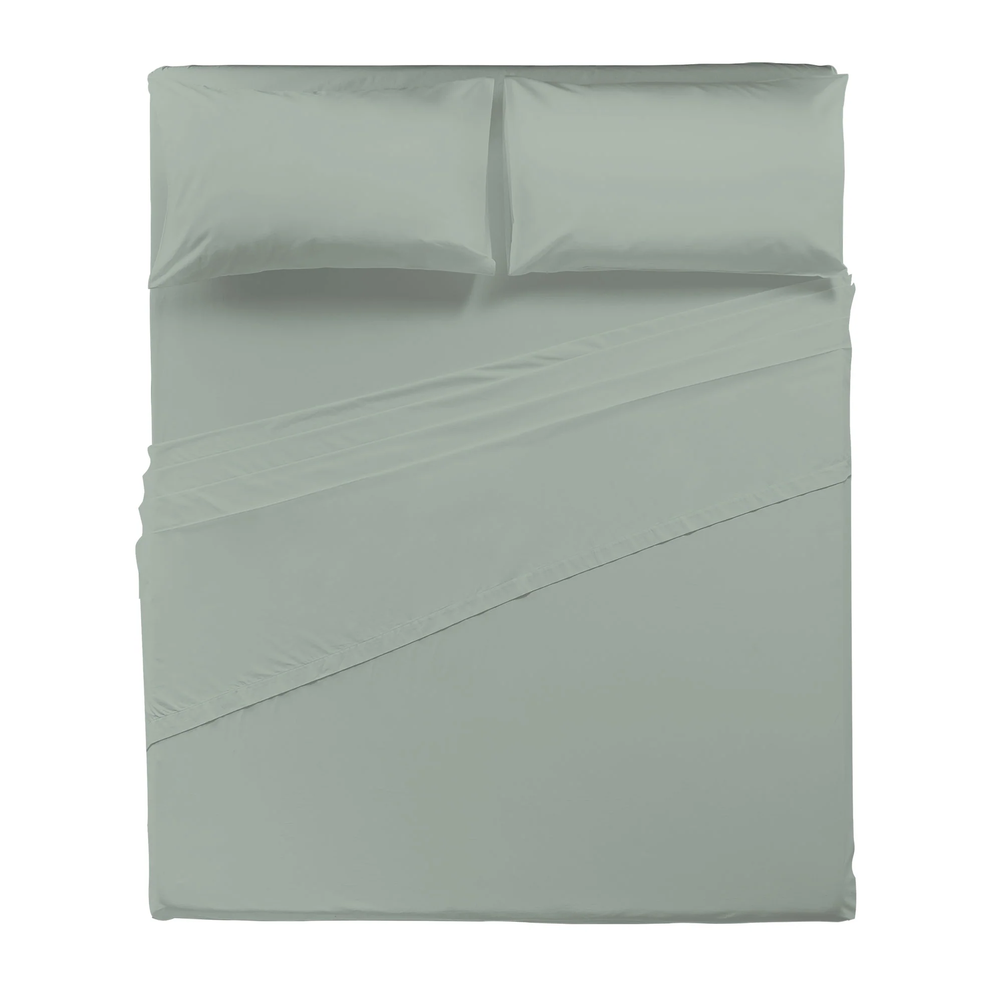 Completo Letto Matrimoniale in Cotone Atelier Fragrance Tinta Unita Sage Green - Image 3