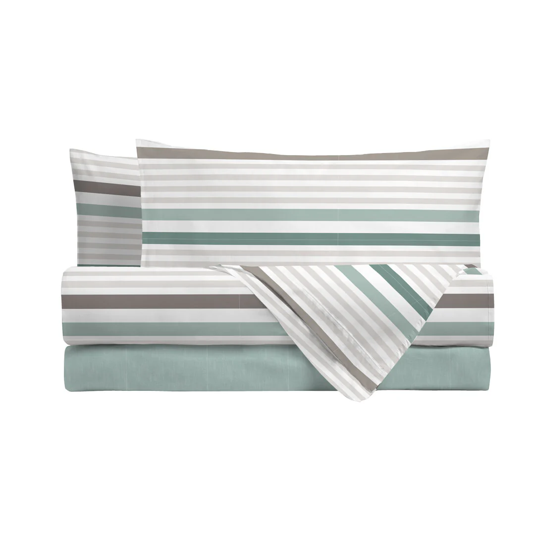 Completo Letto Singolo in Cotone con Stampa - Fantasia Romeo Aqua - Image 2