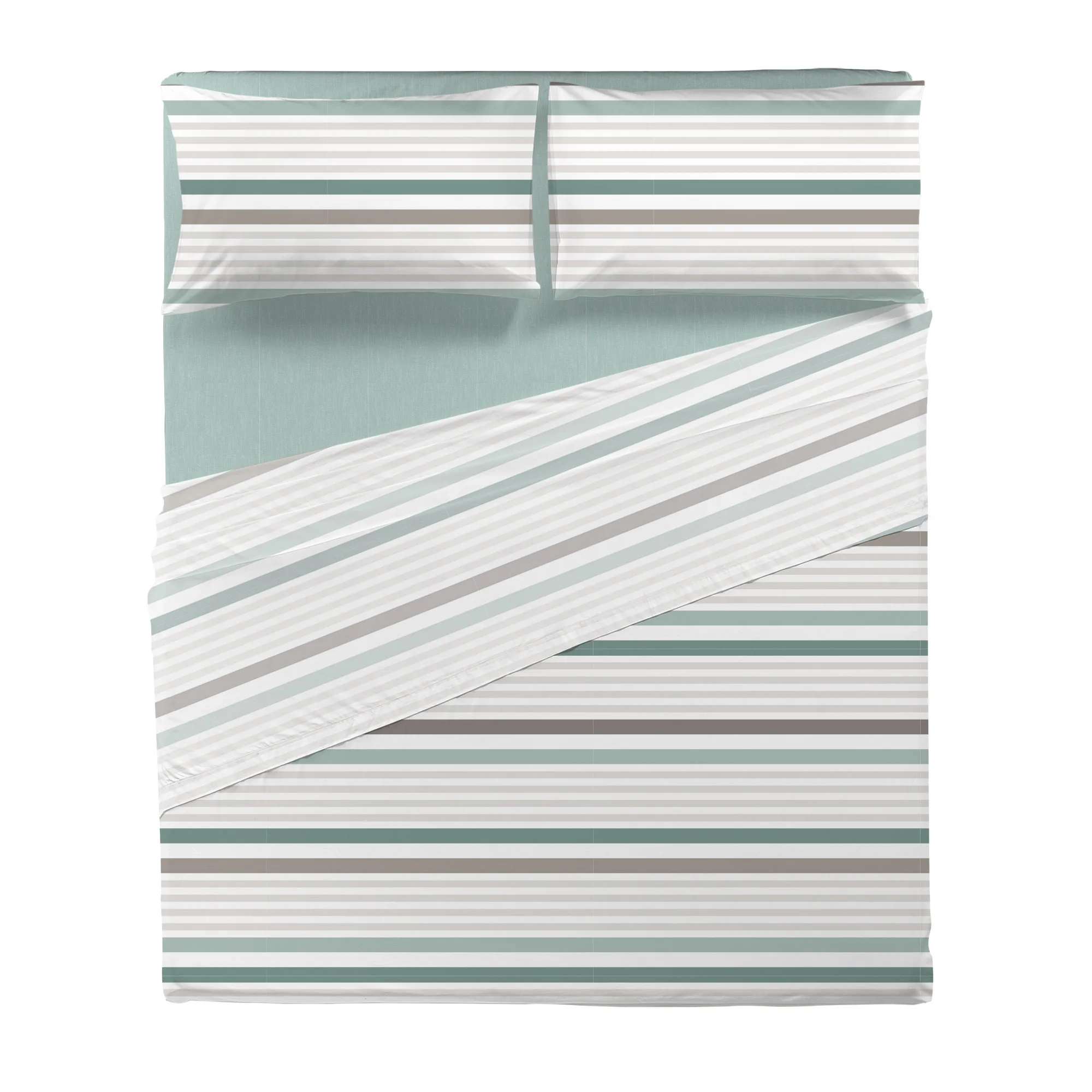 Completo Letto Matrimoniale in Cotone con Stampa - Fantasia Romeo Aqua - Image 3