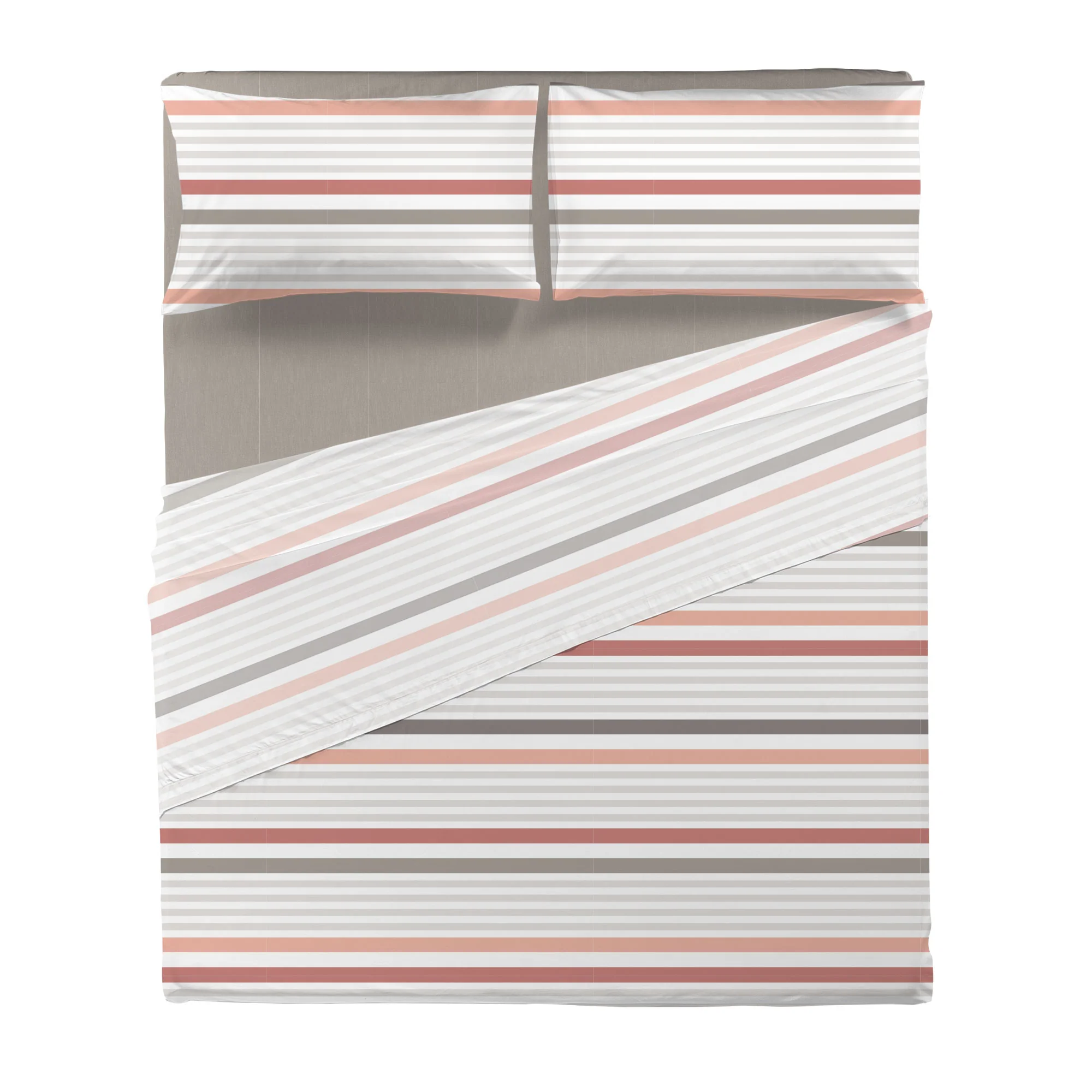 Completo Letto Matrimoniale in Cotone con Stampa - Fantasia Romeo Coral - Image 3
