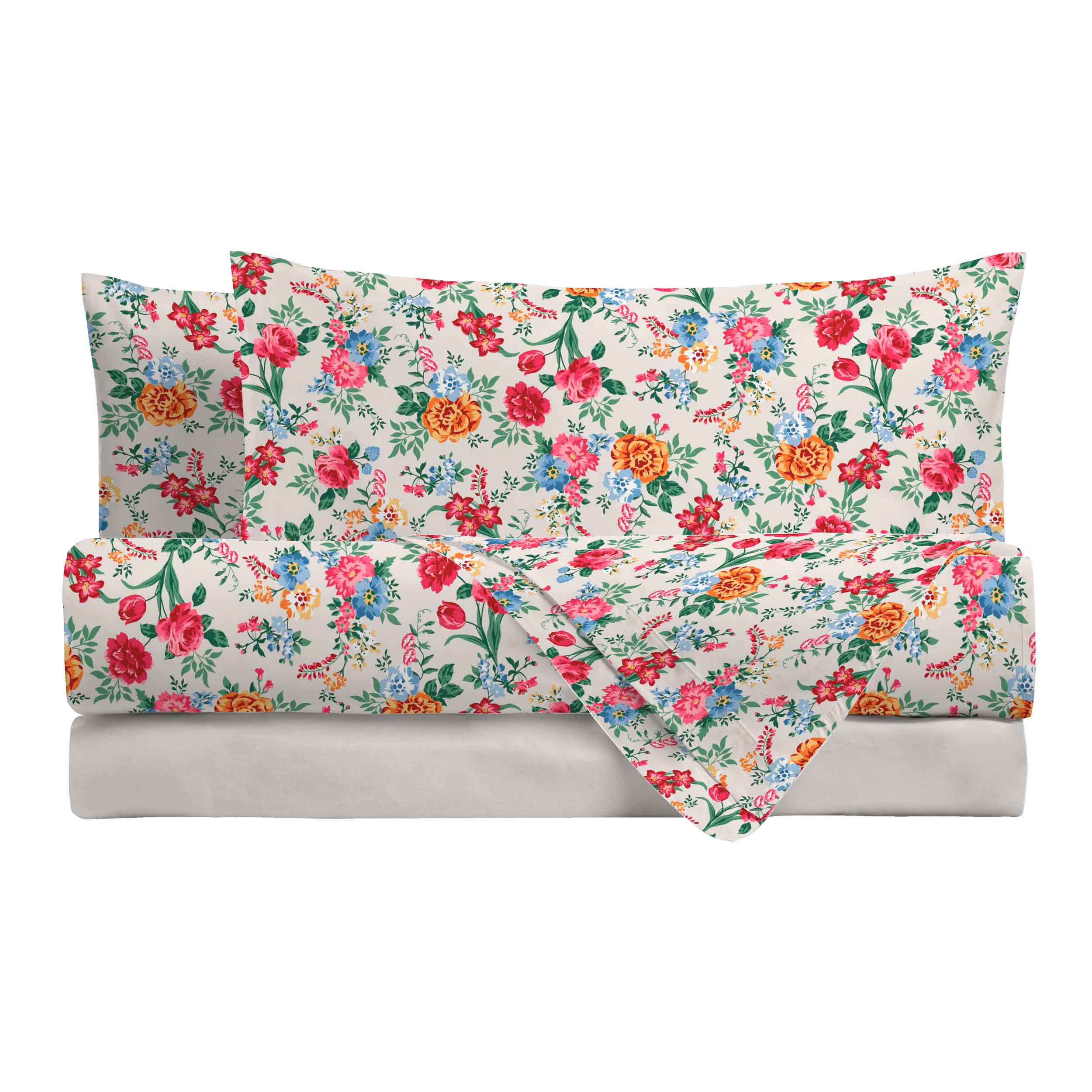Completo Letto Matrimoniale in Cotone con Stampa - Fantasia Secret Garden Debby Beige - Image 2