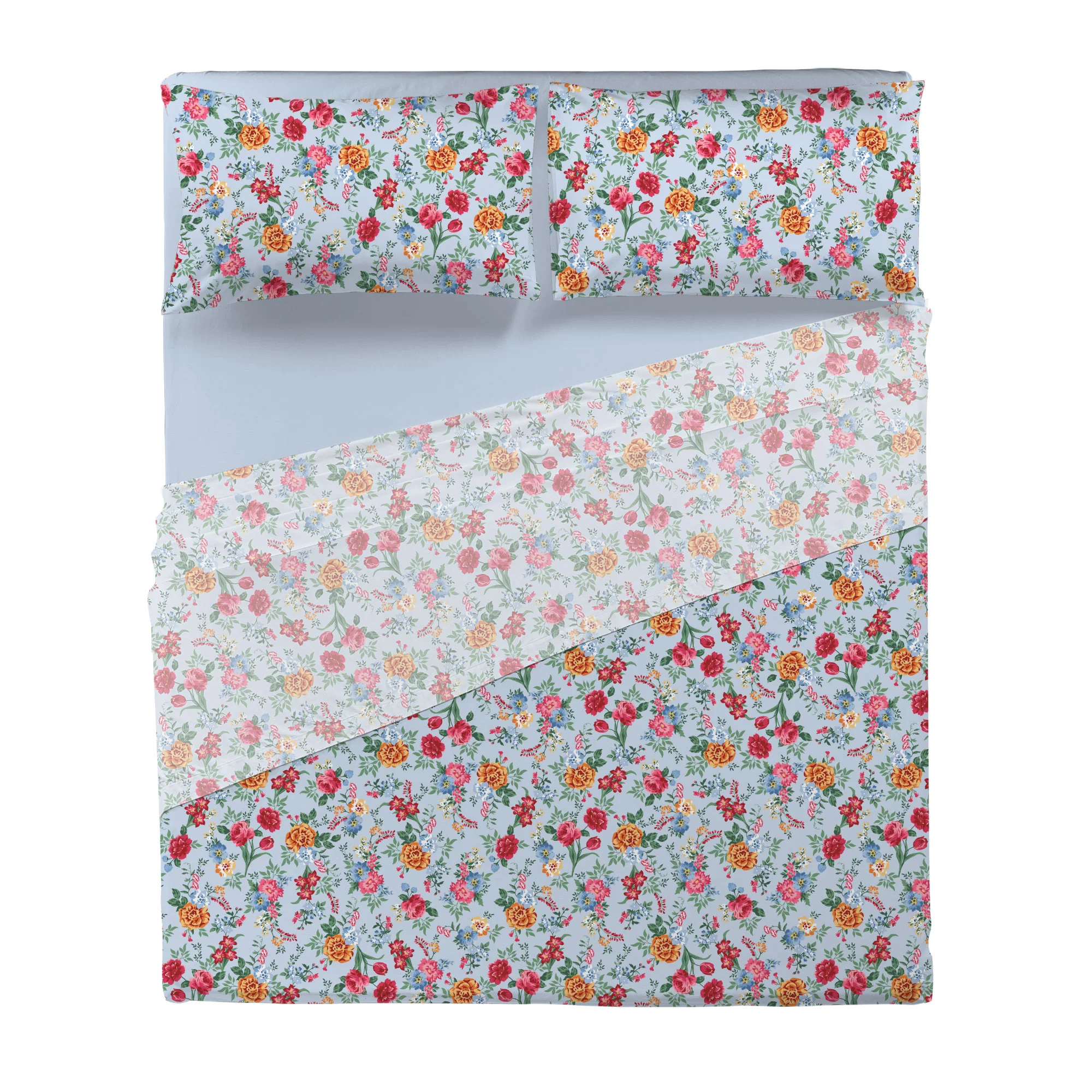Completo Letto Matrimoniale in Cotone con Stampa - Fantasia Secret Garden Debby Light Blue - Image 3