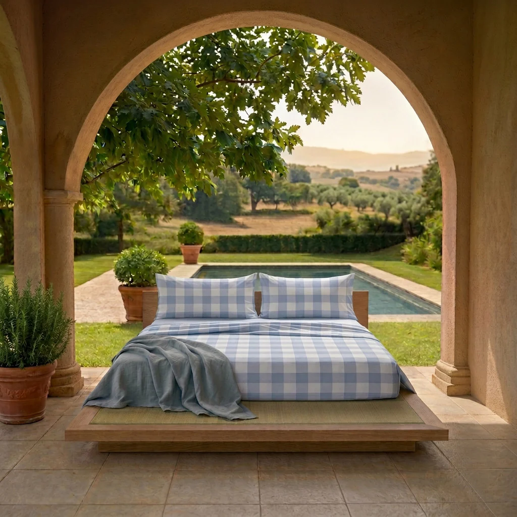 Completo Letto Matrimoniale in Cotone con Stampa - Fantasia Secret Garden Leonard Light Blue