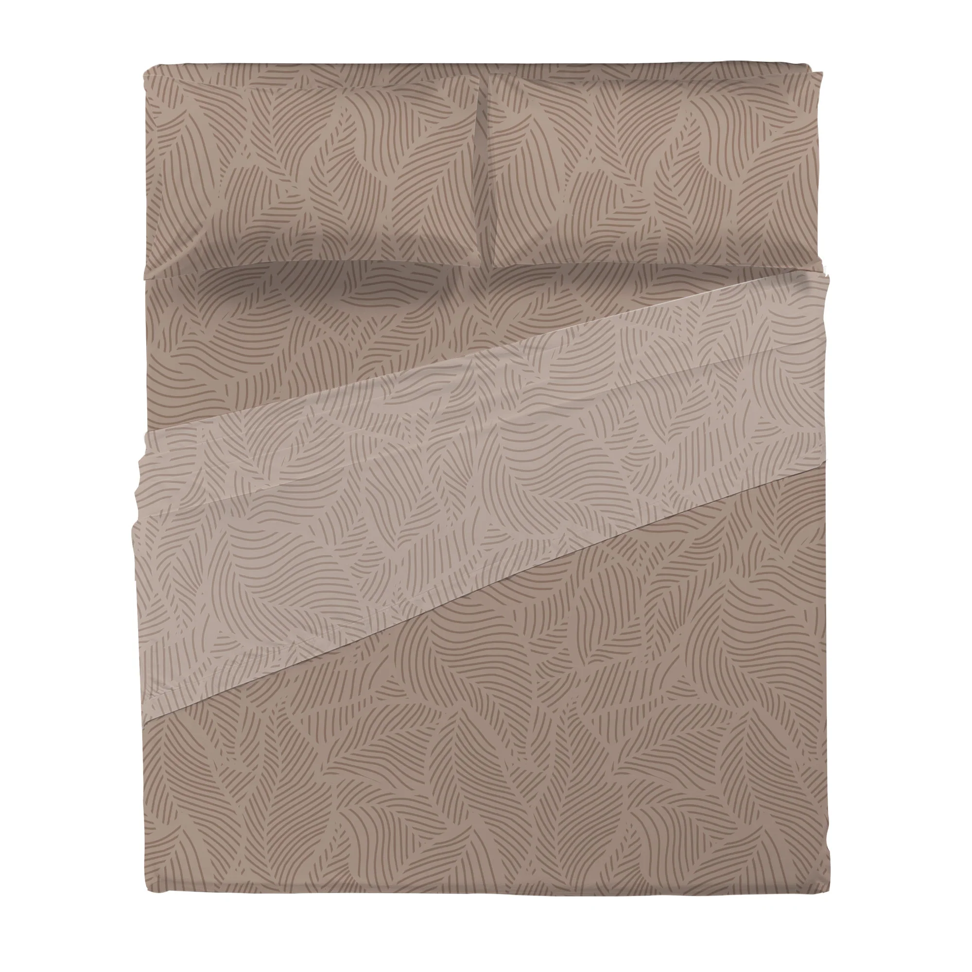 Completo Letto Matrimoniale in Cotone con Stampa Gylfe Beige - Image 3