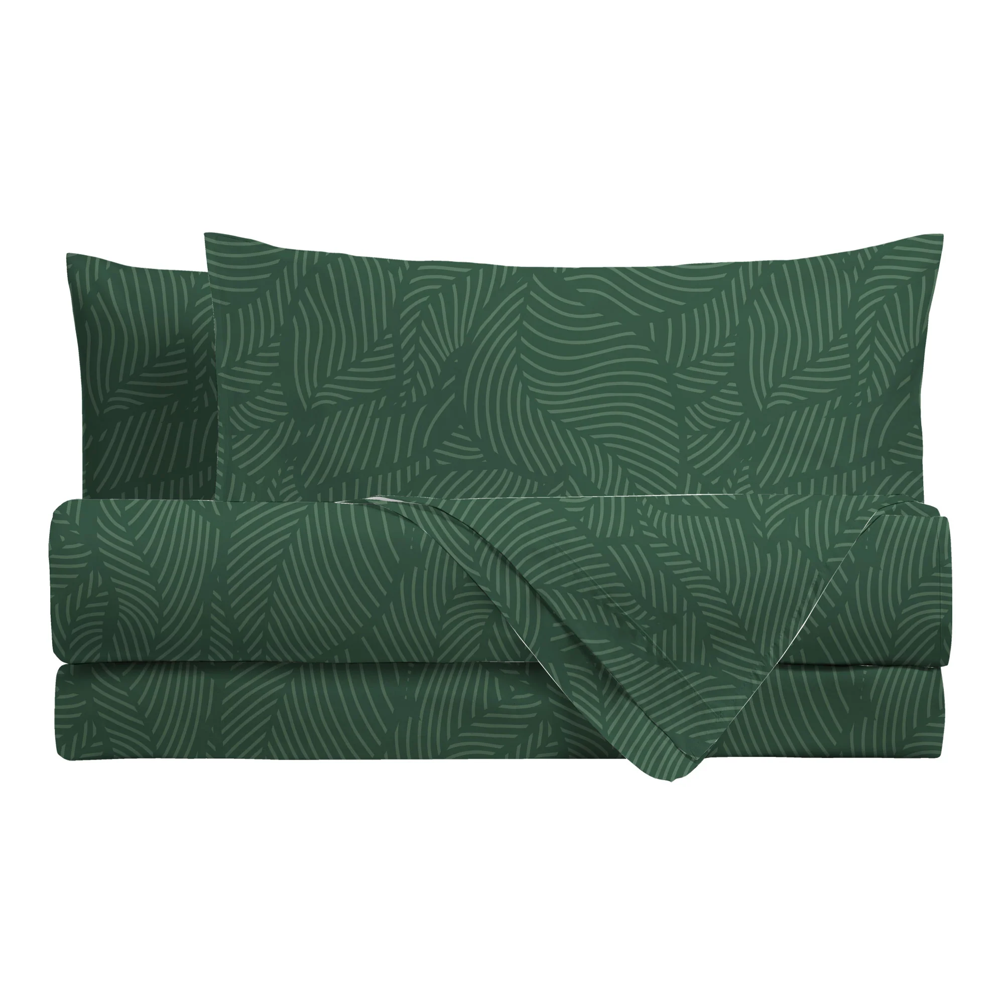 Completo Letto Matrimoniale in Cotone con Stampa Gylfe Green - Image 2