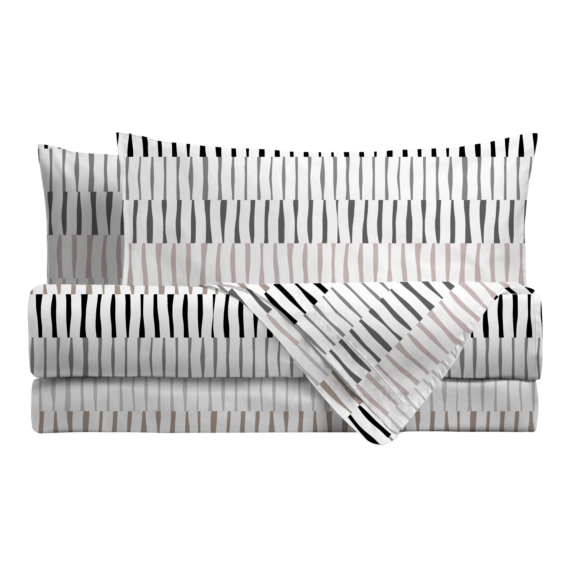Completo Letto Matrimoniale in Cotone con Stampa Niord Grey - Image 2