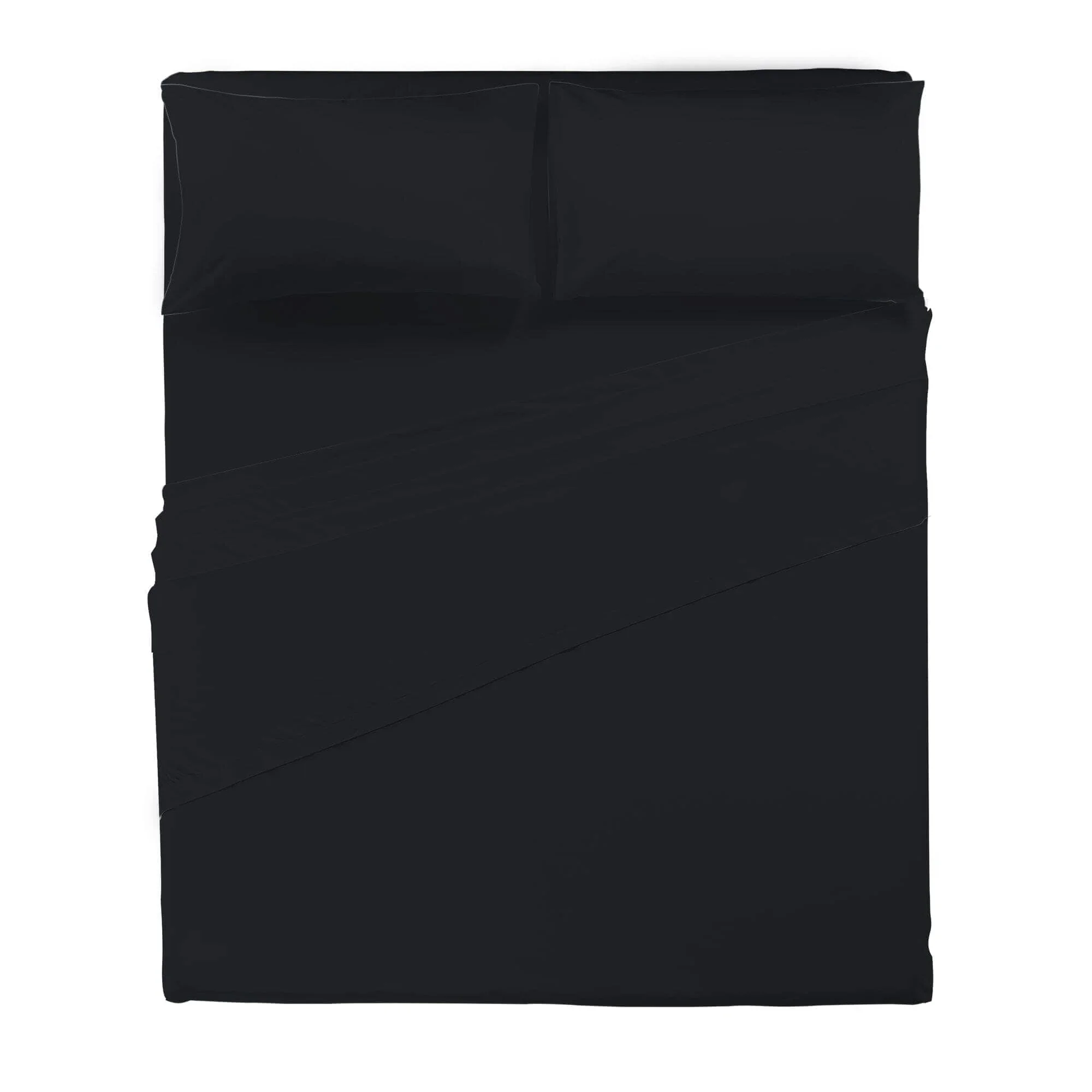Completo Letto Matrimoniale in Cotone - Tinta Unita Black - Image 2
