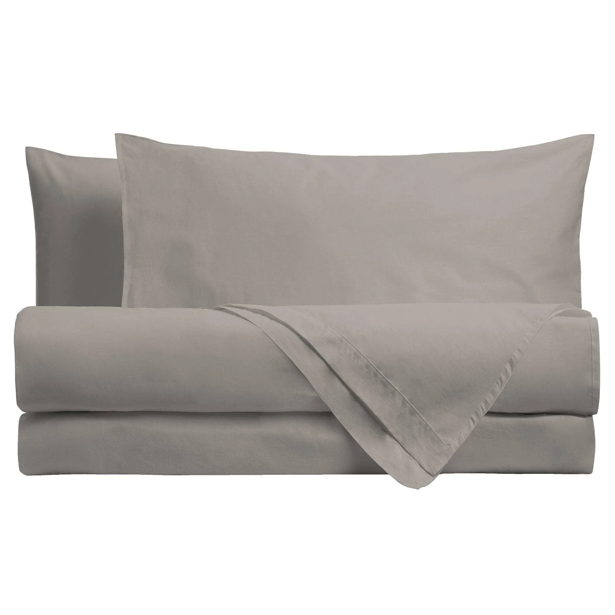Completo Letto Matrimoniale in Cotone - Tinta Unita Taupe