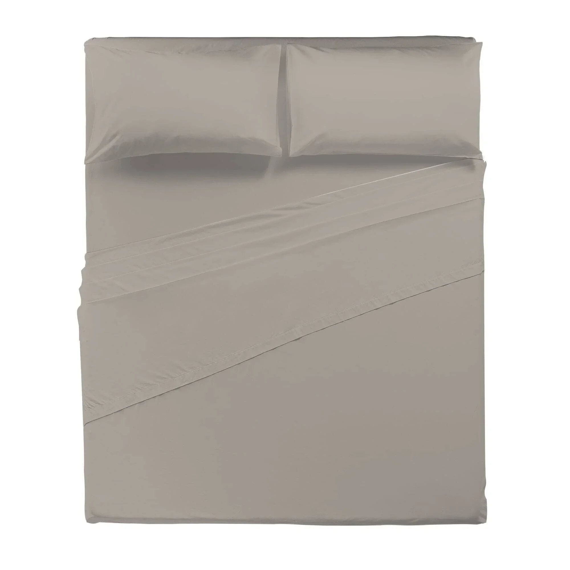 Completo Letto Matrimoniale in Cotone - Tinta Unita Taupe - Image 2