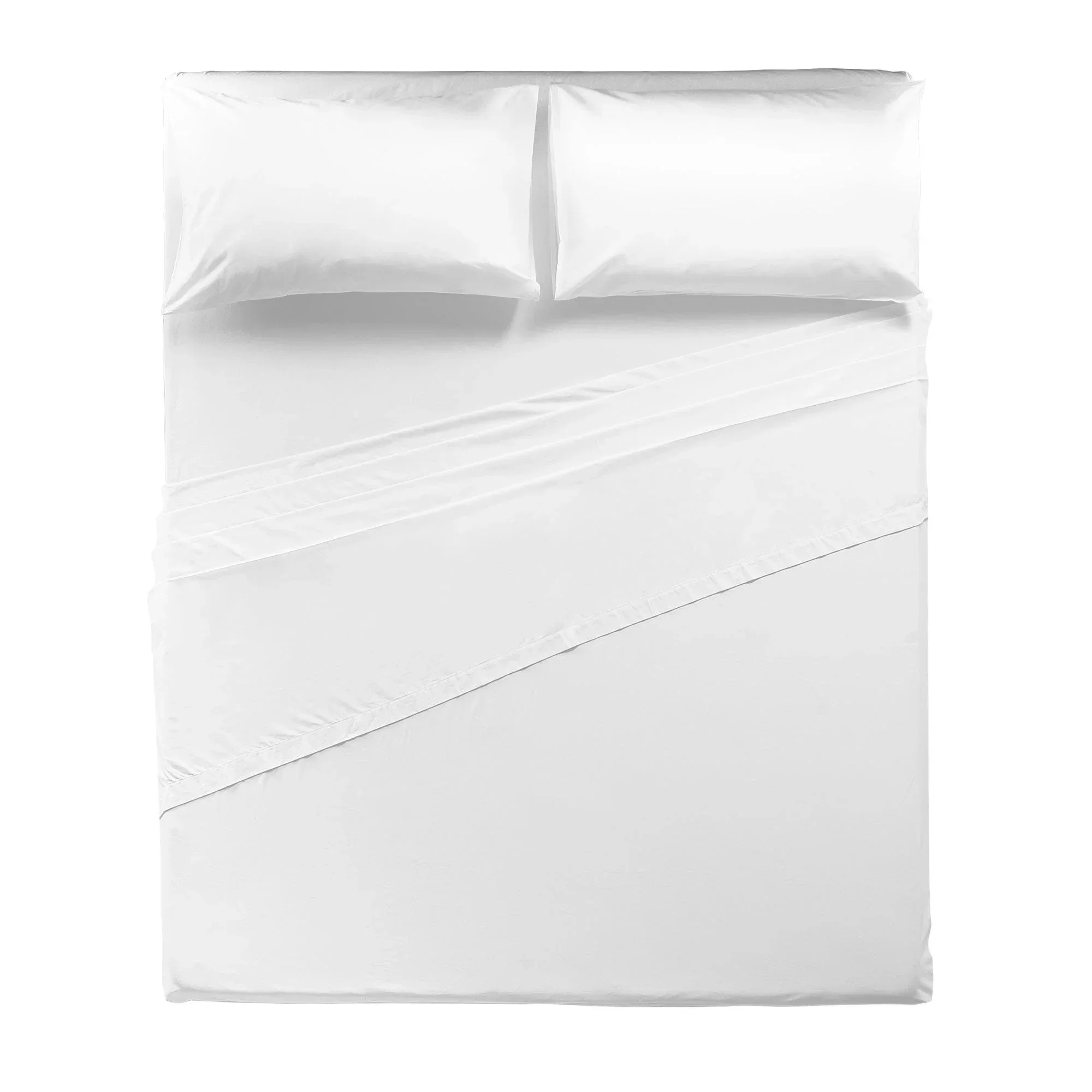 Completo Letto Matrimoniale in Microfibra Softy Yarn - Tinta Unita Bianco - Image 3