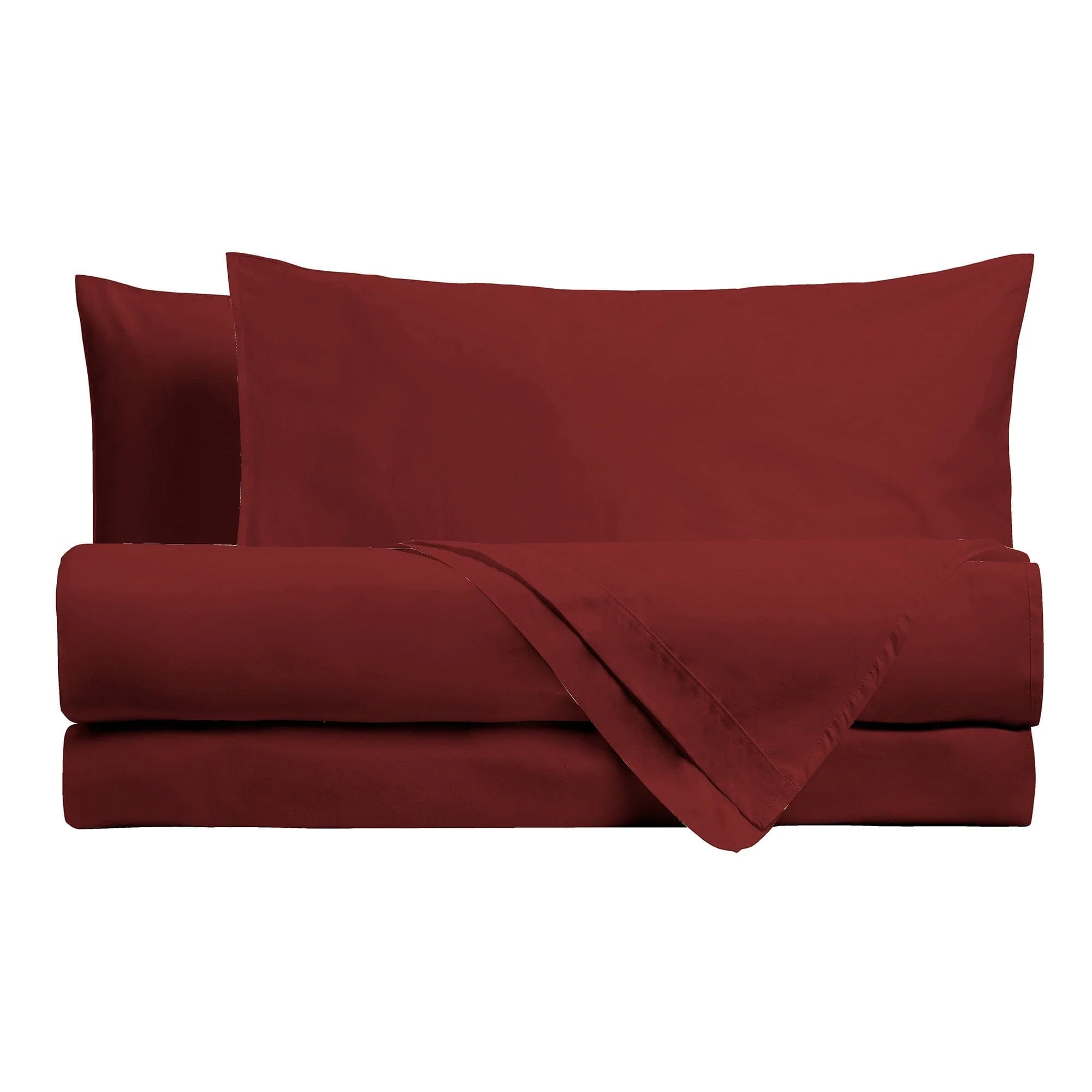 Completo Letto Matrimoniale in Microfibra Softy Yarn - Tinta Unita Bordeaux - Image 2