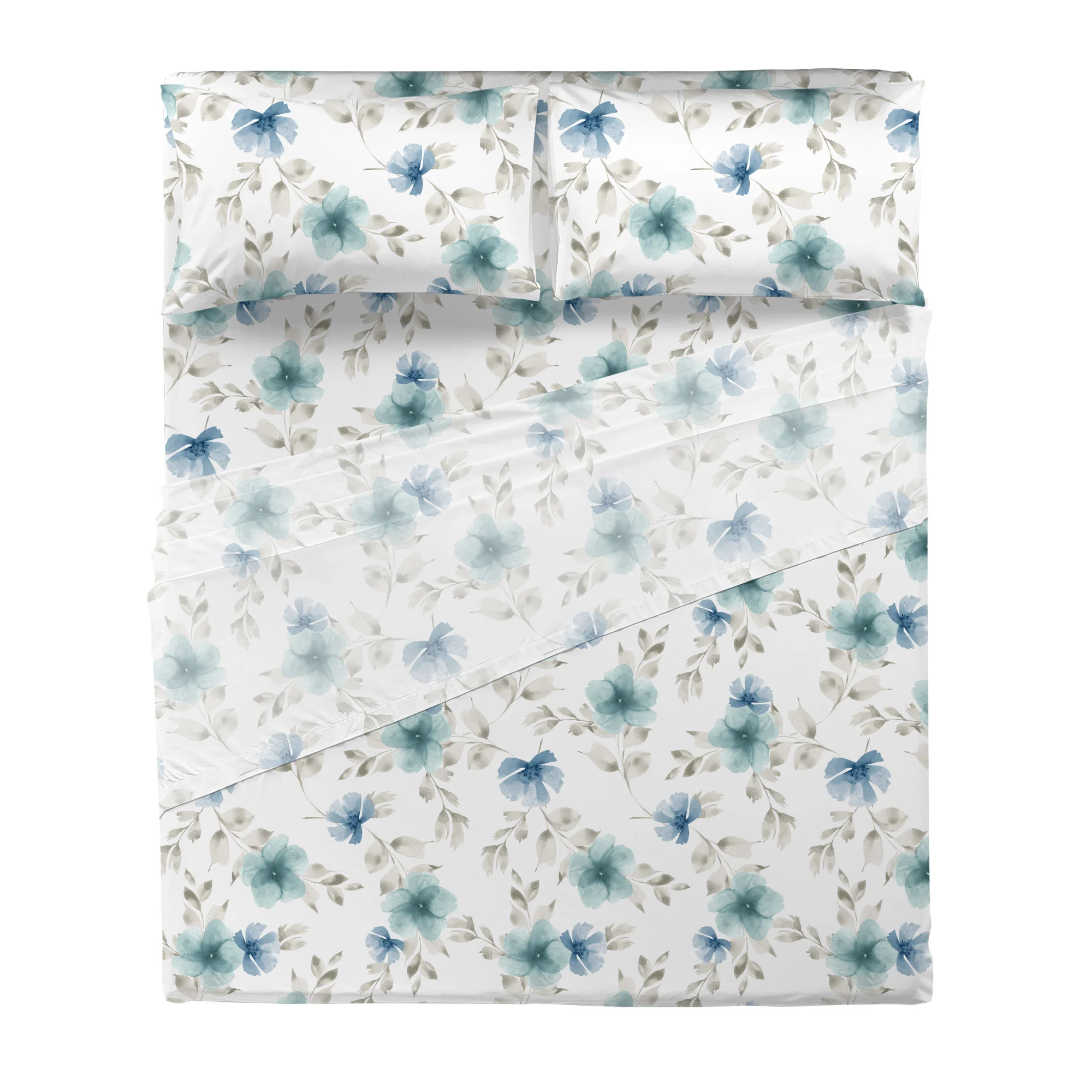 Completo Letto Matrimoniale Softy Yarn con Stampa - Fantasia Heidi Teal - Image 3