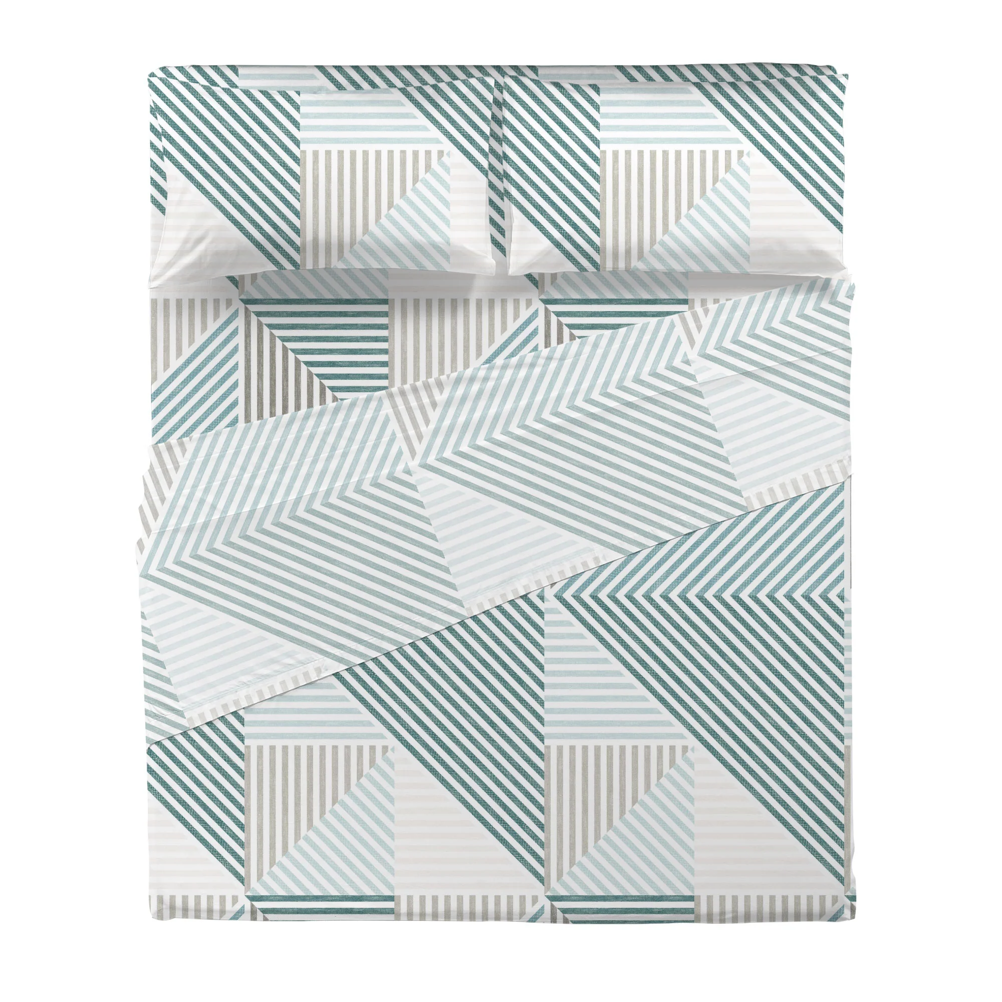 Completo Letto Matrimoniale Softy Yarn con Stampa - Fantasia Ramsey Teal - Image 3