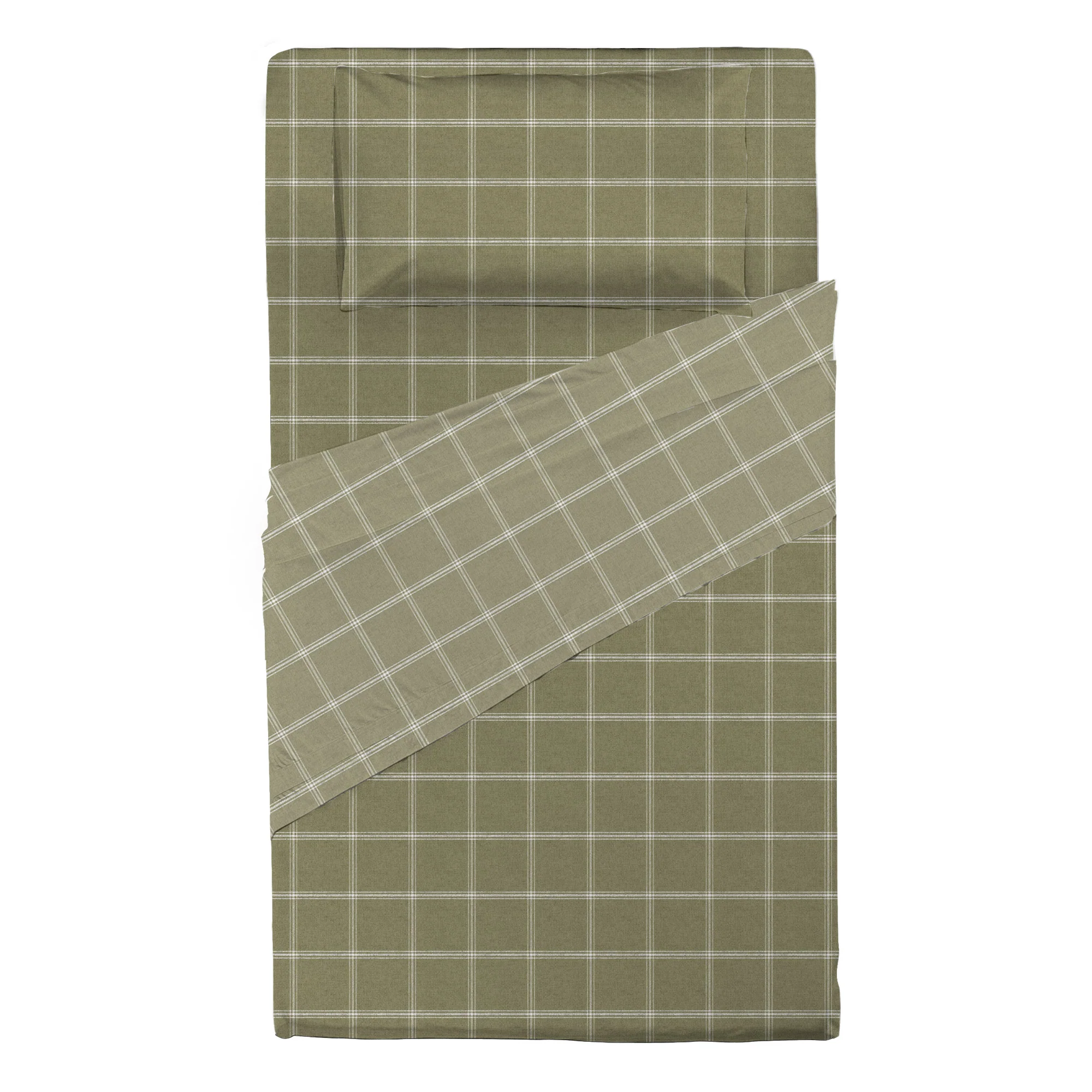Completo Letto Piazza e Mezza con Stampa Atelier - Fantasia Efrem Green - Image 2
