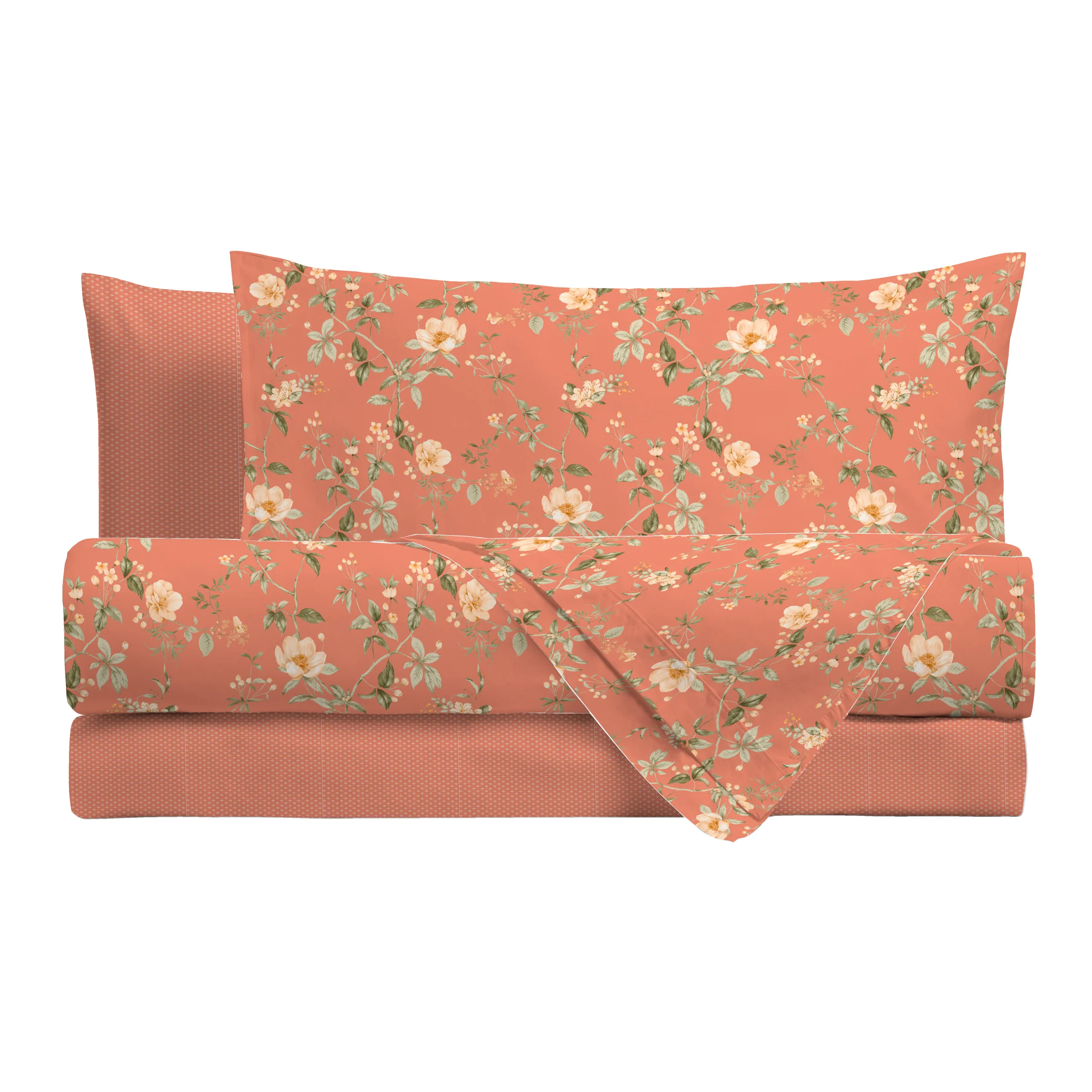 Completo Letto Piazza e Mezza con Stampa Atelier - Fantasia Pauline Dusty Coral