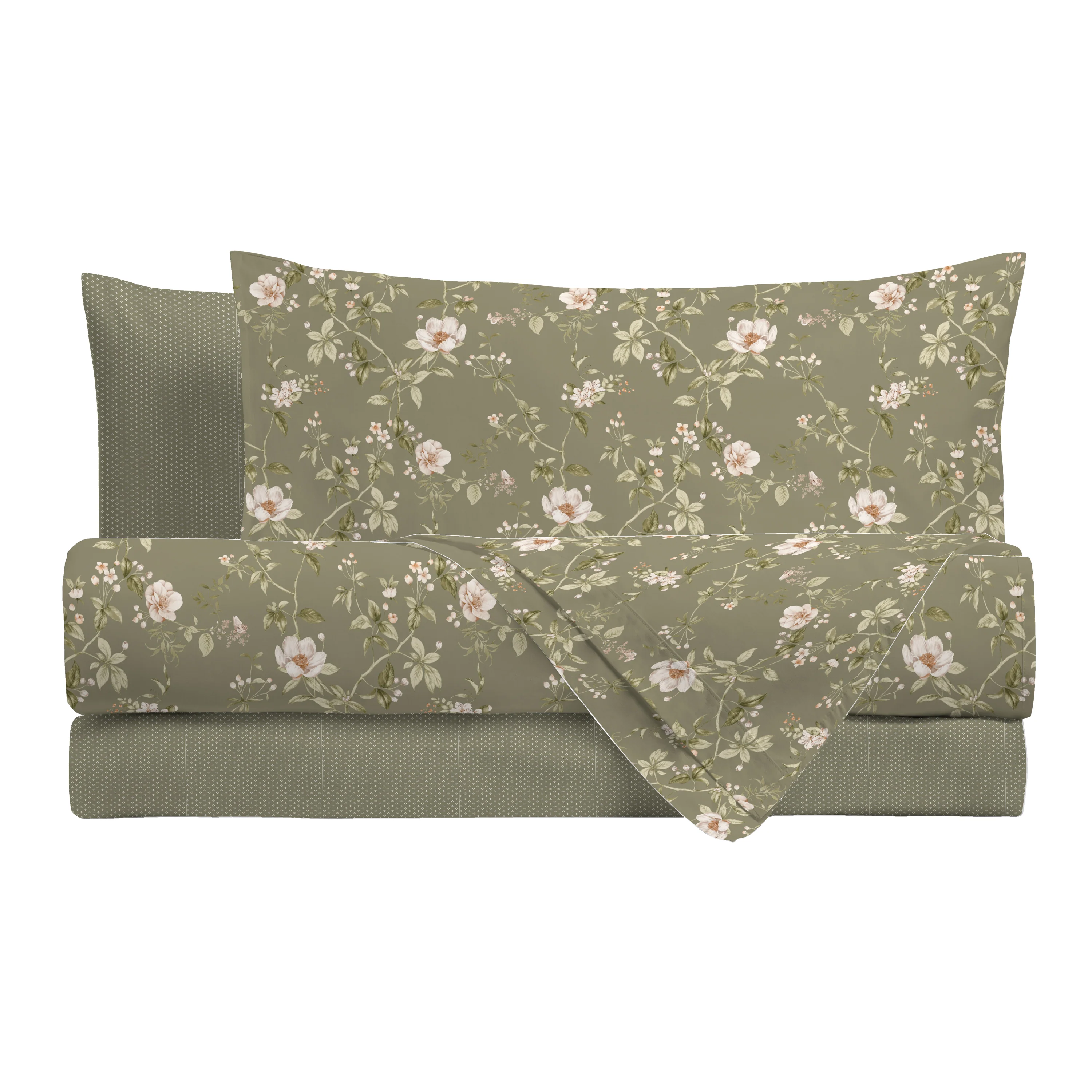 Completo Letto Piazza e Mezza con Stampa Atelier - Fantasia Pauline Green