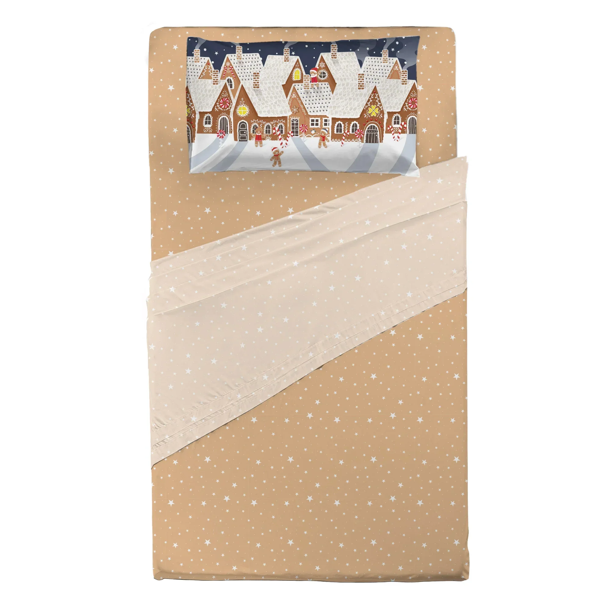 Completo Letto Piazza e Mezza con Stampa Digitale - Fantasia Sierra Sugar Gingerbread Multicolor - Image 2
