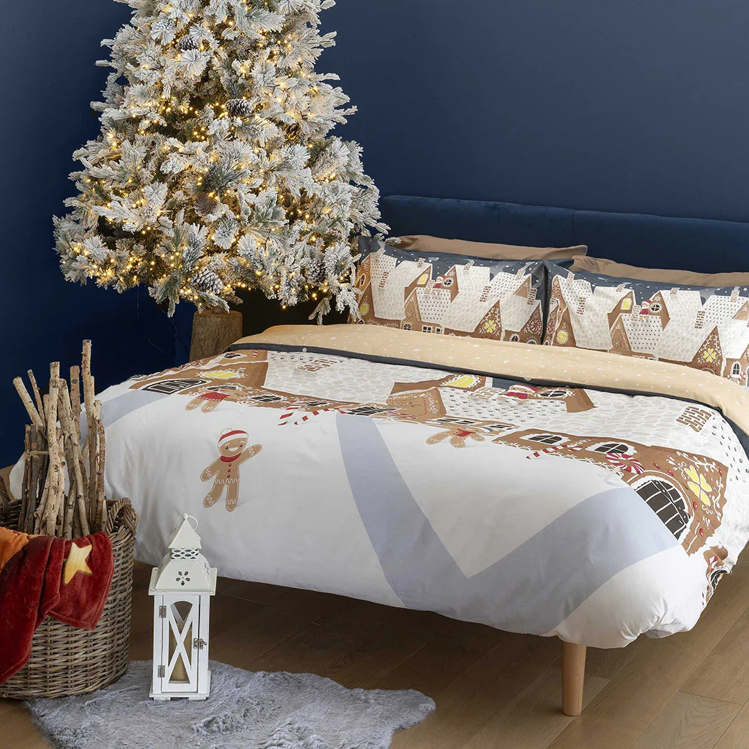 Completo Letto Piazza e Mezza con Stampa Digitale - Fantasia Sierra Sugar Gingerbread Multicolor - Image 3