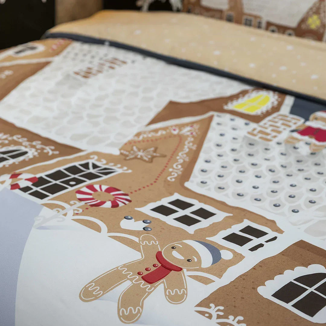 Completo Letto Piazza e Mezza con Stampa Digitale - Fantasia Sierra Sugar Gingerbread Multicolor - Image 4