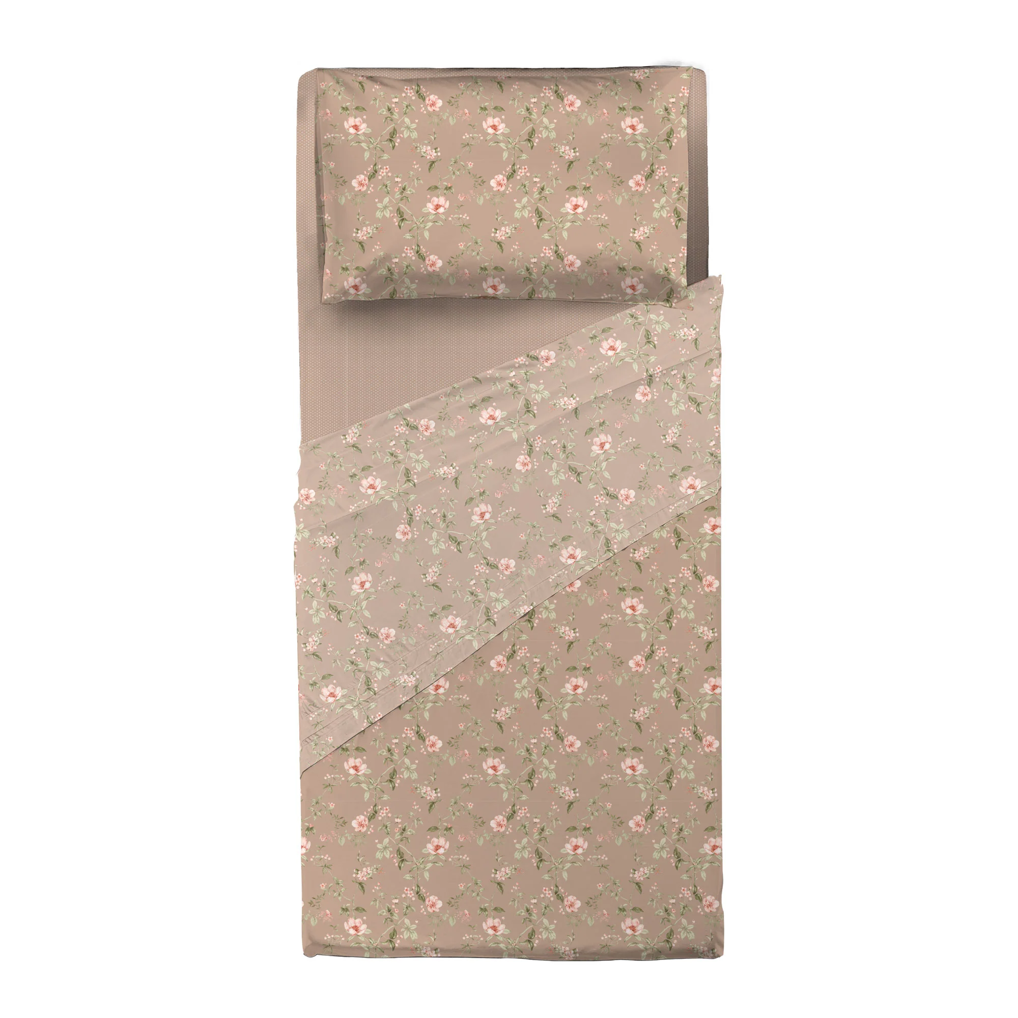 Completo Letto Singolo con Stampa Atelier - Fantasia Pauline Beige - Image 2