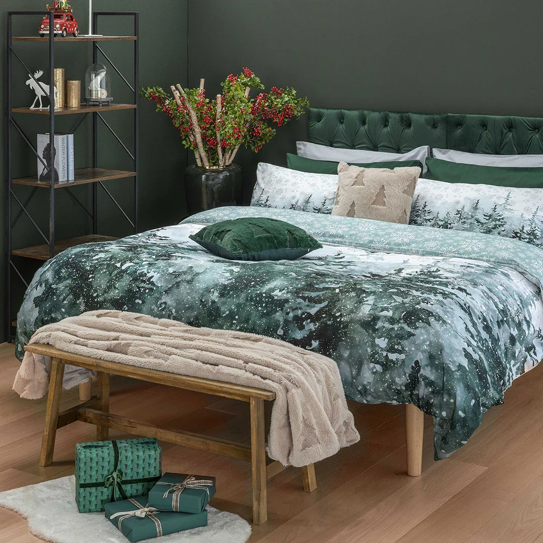 Completo Letto Singolo con Stampa Digitale - Fantasia Alpine Aura Pines Teal - Image 4