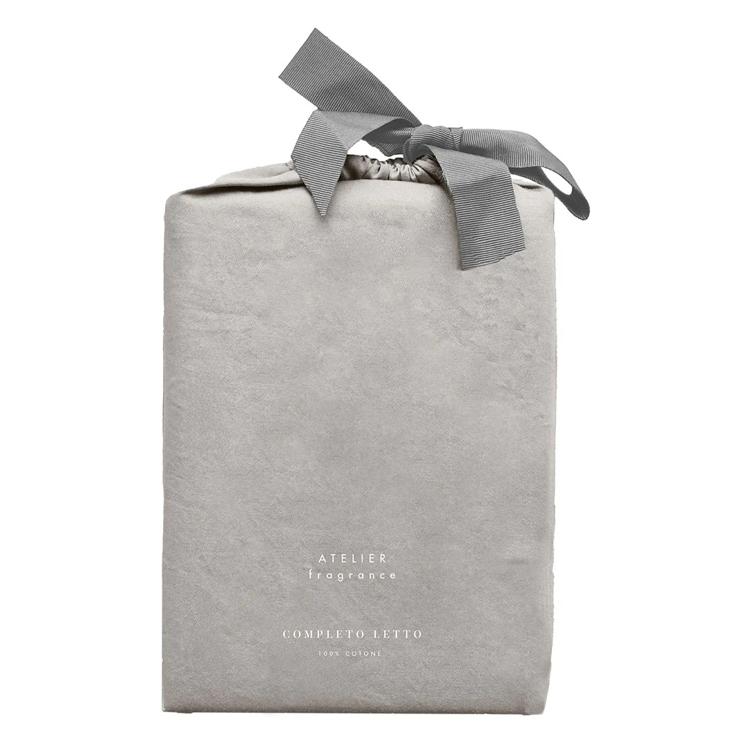 Completo Letto Singolo in Cotone Atelier Fragrance Tinta Unita Ash Grey - Image 4