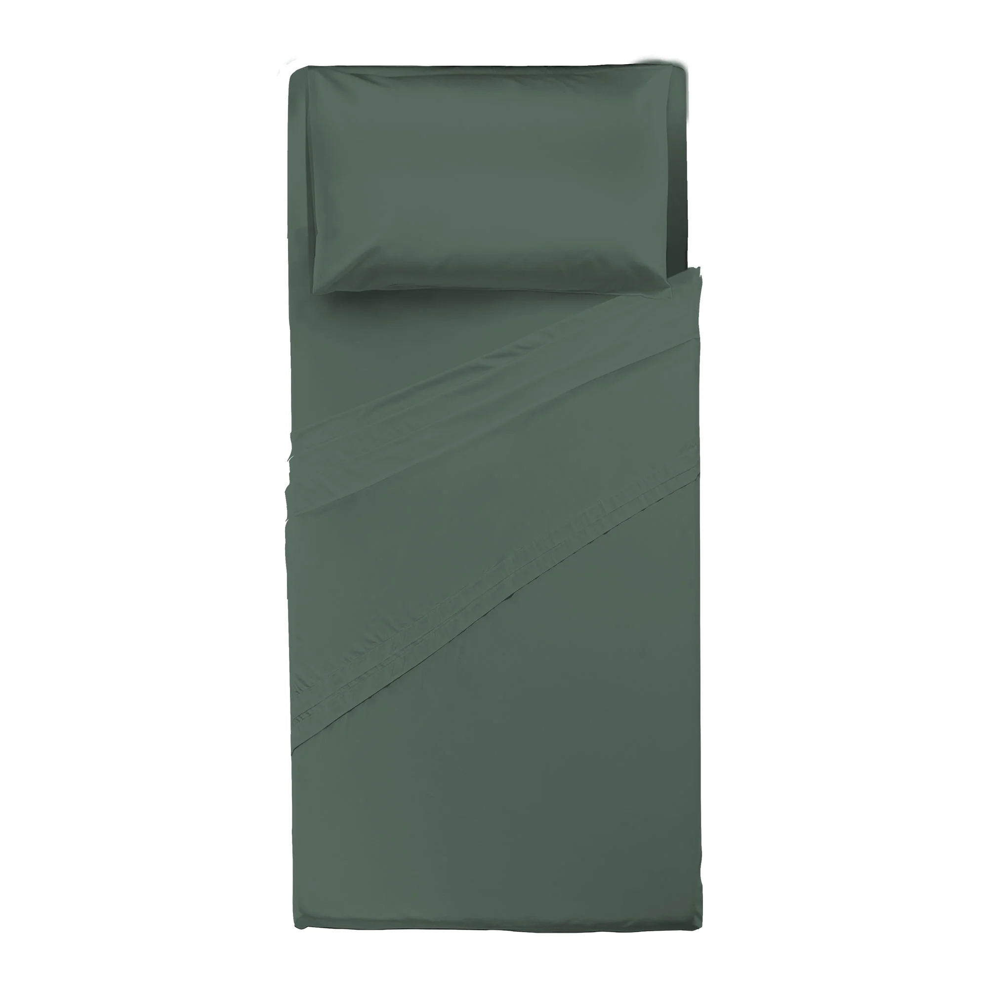 Completo Letto Singolo in Cotone Atelier Fragrance Tinta Unita Dark Green - Image 3