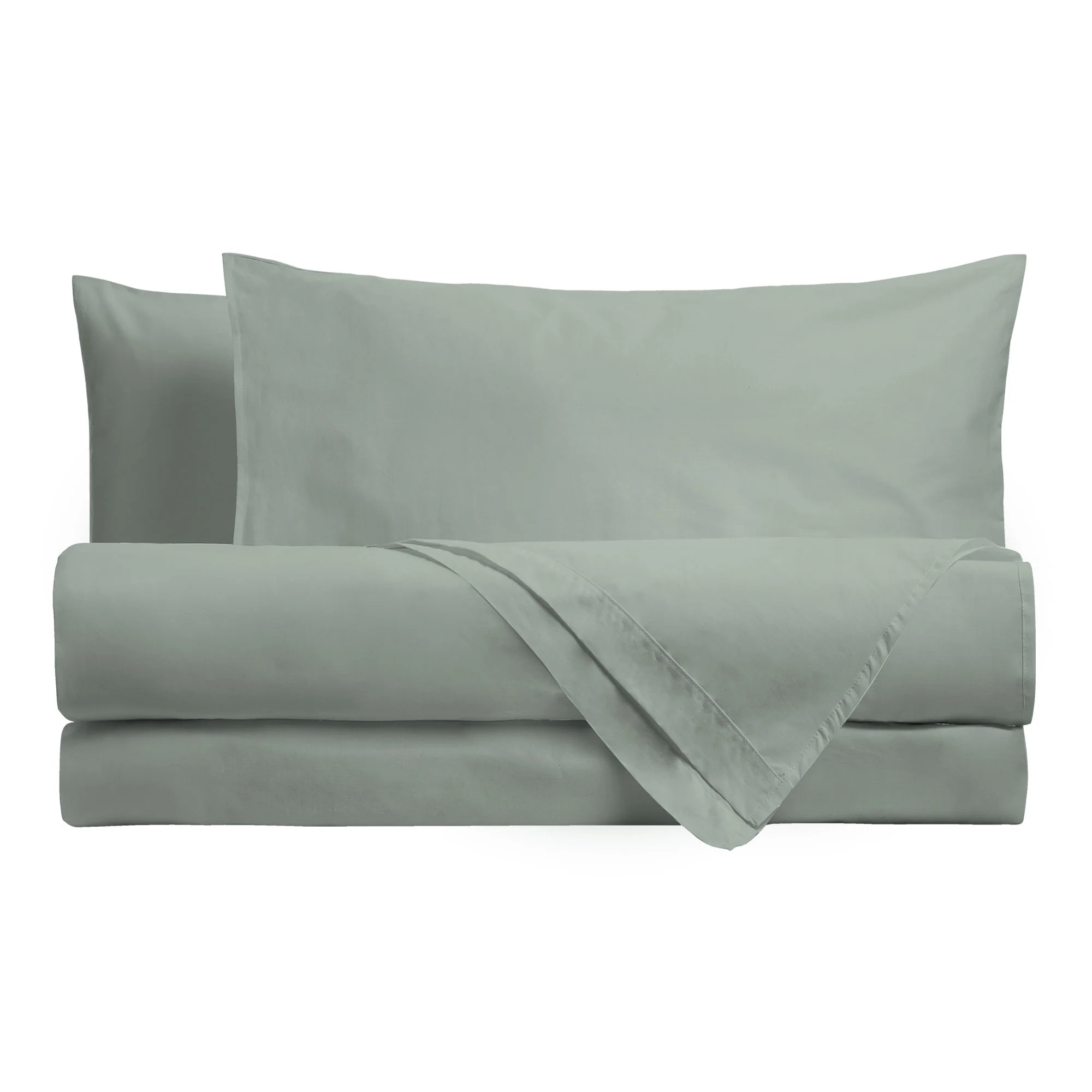 Completo Letto Singolo in Cotone Atelier Fragrance Tinta Unita Sage Green - Image 2
