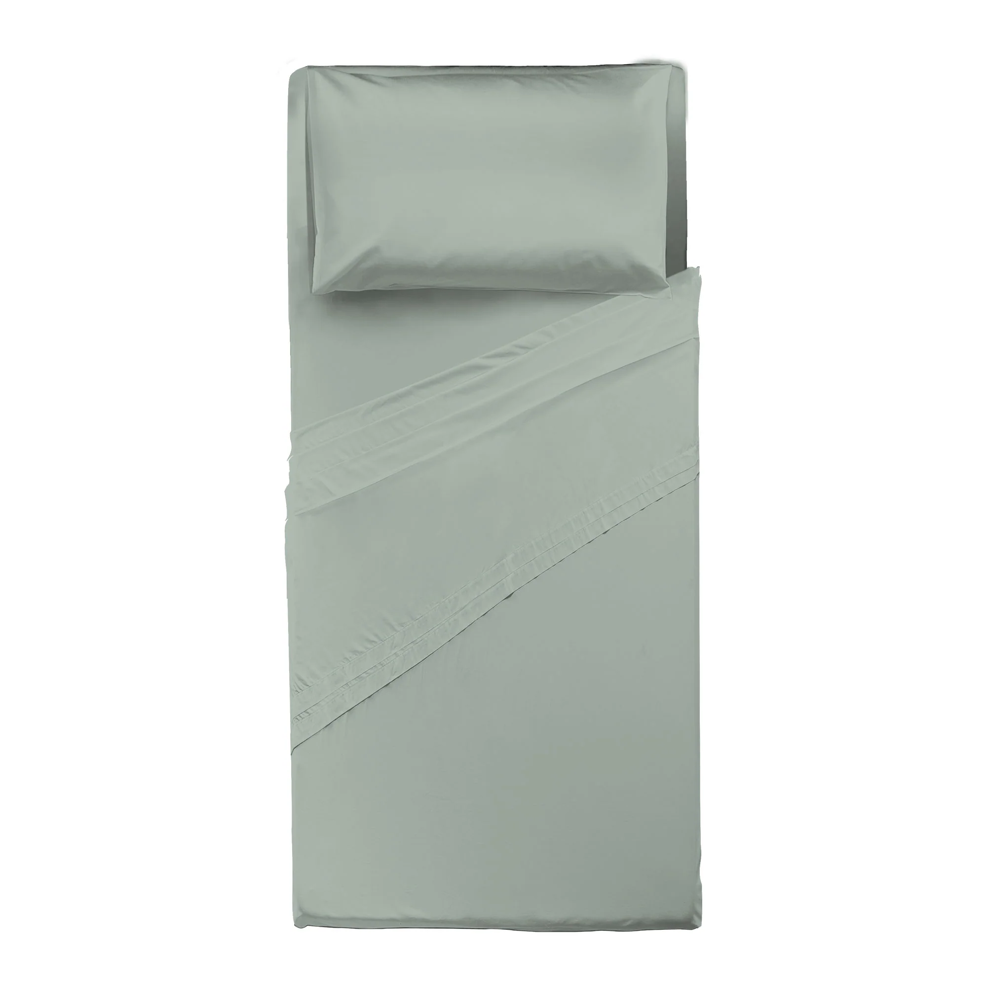 Completo Letto Singolo in Cotone Atelier Fragrance Tinta Unita Sage Green - Image 3