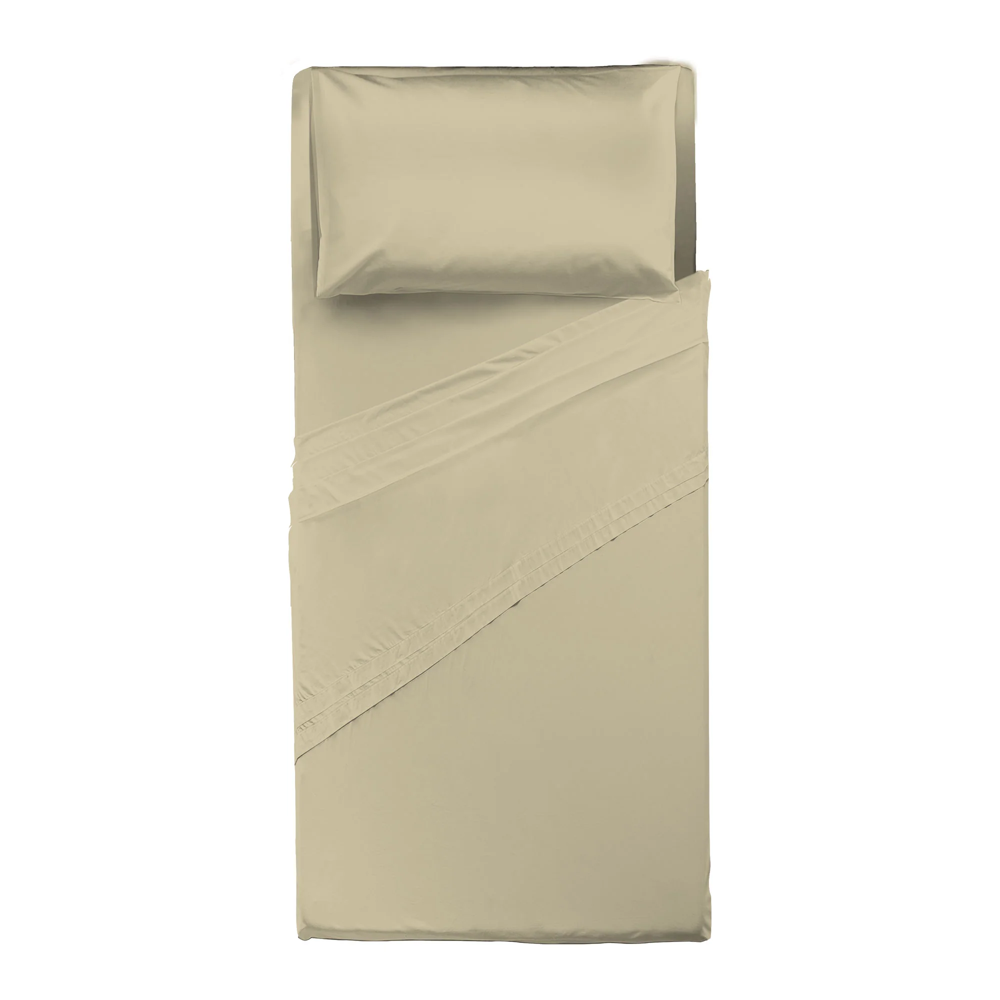 Completo Letto Singolo in Cotone Atelier Fragrance Tinta Unita Sand - Image 3