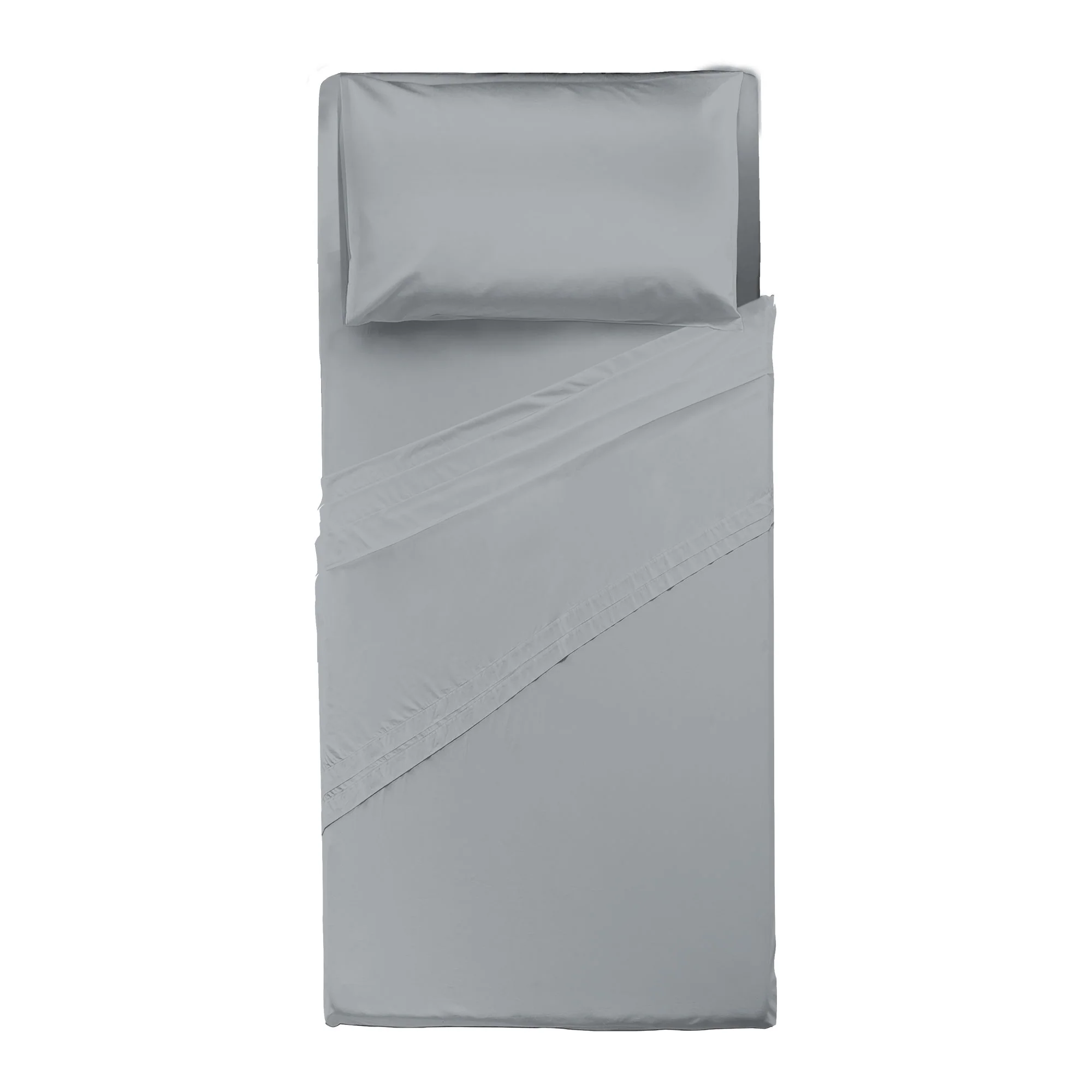 Completo Letto Singolo in Cotone Atelier Fragrance Tinta Unita Silver Sky - Image 3