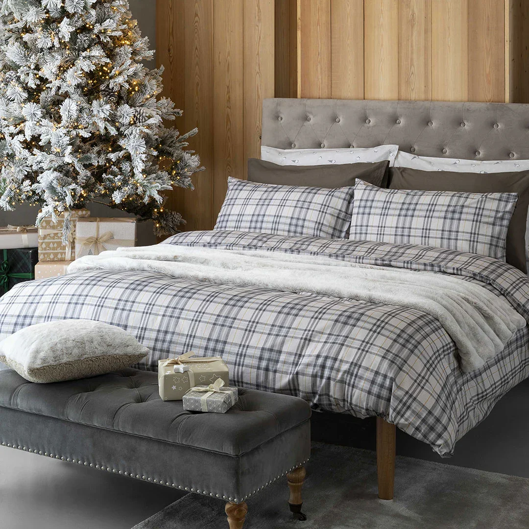 Completo Letto Singolo in Cotone con Stampa - Fantasia Himalayan Home Kody Grey - Image 3