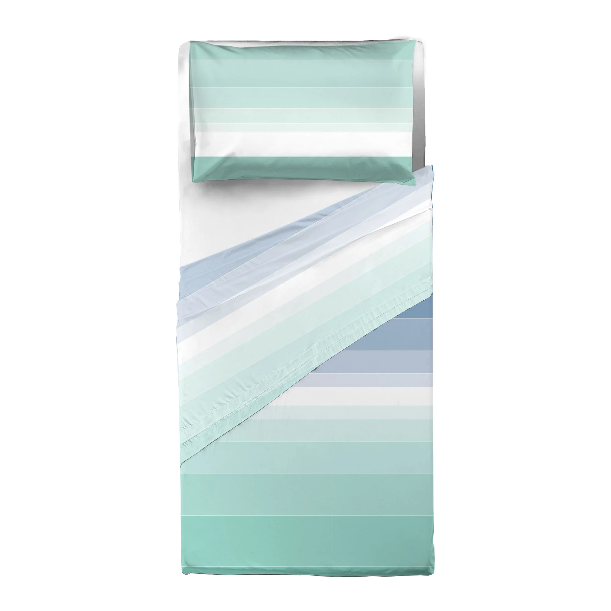 Completo Letto Singolo in Cotone con Stampa - Fantasia Shades Blue Marine - Image 2
