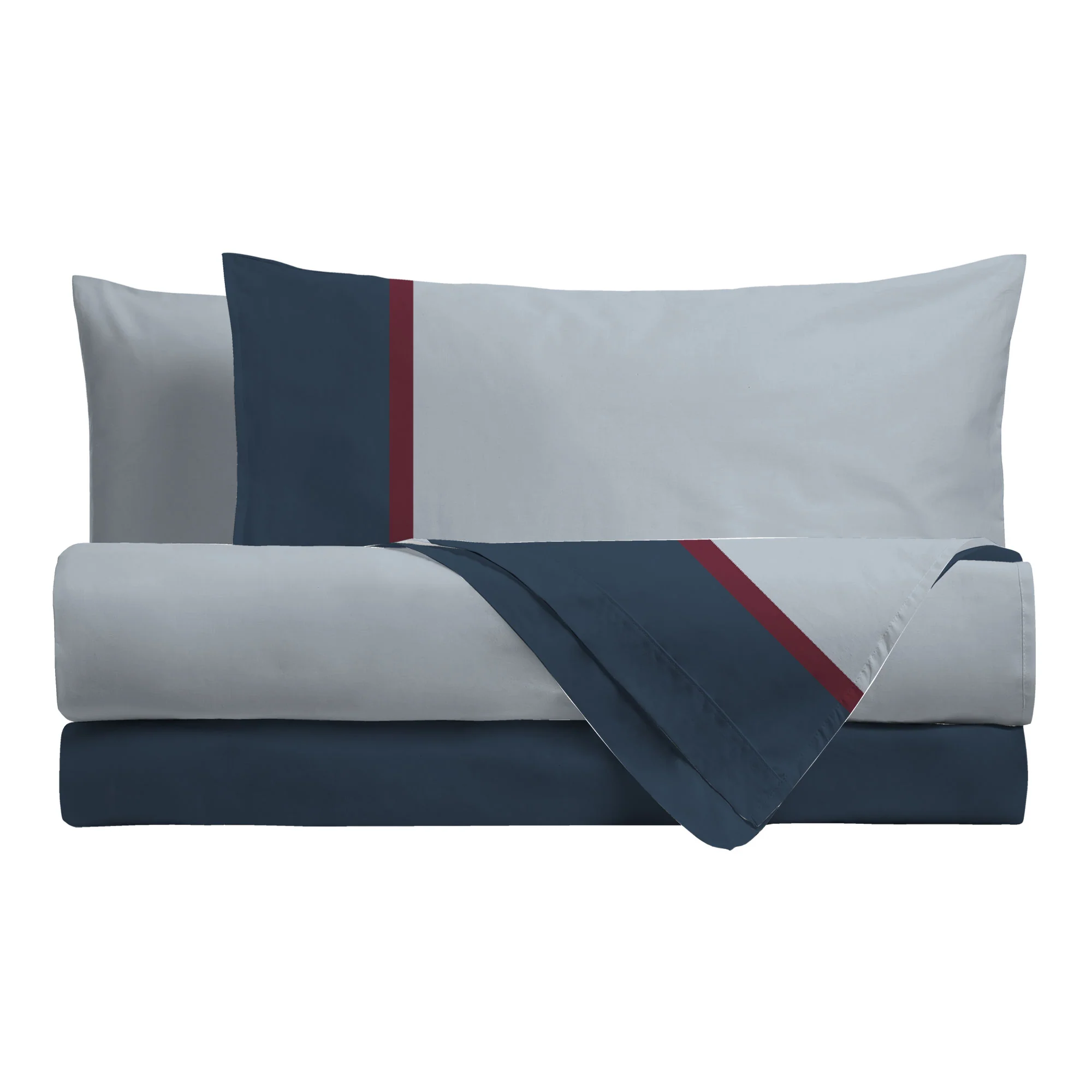 Completo Letto Singolo in Cotone con Stampa - Fantasia Tricolor Gin Azzurro
