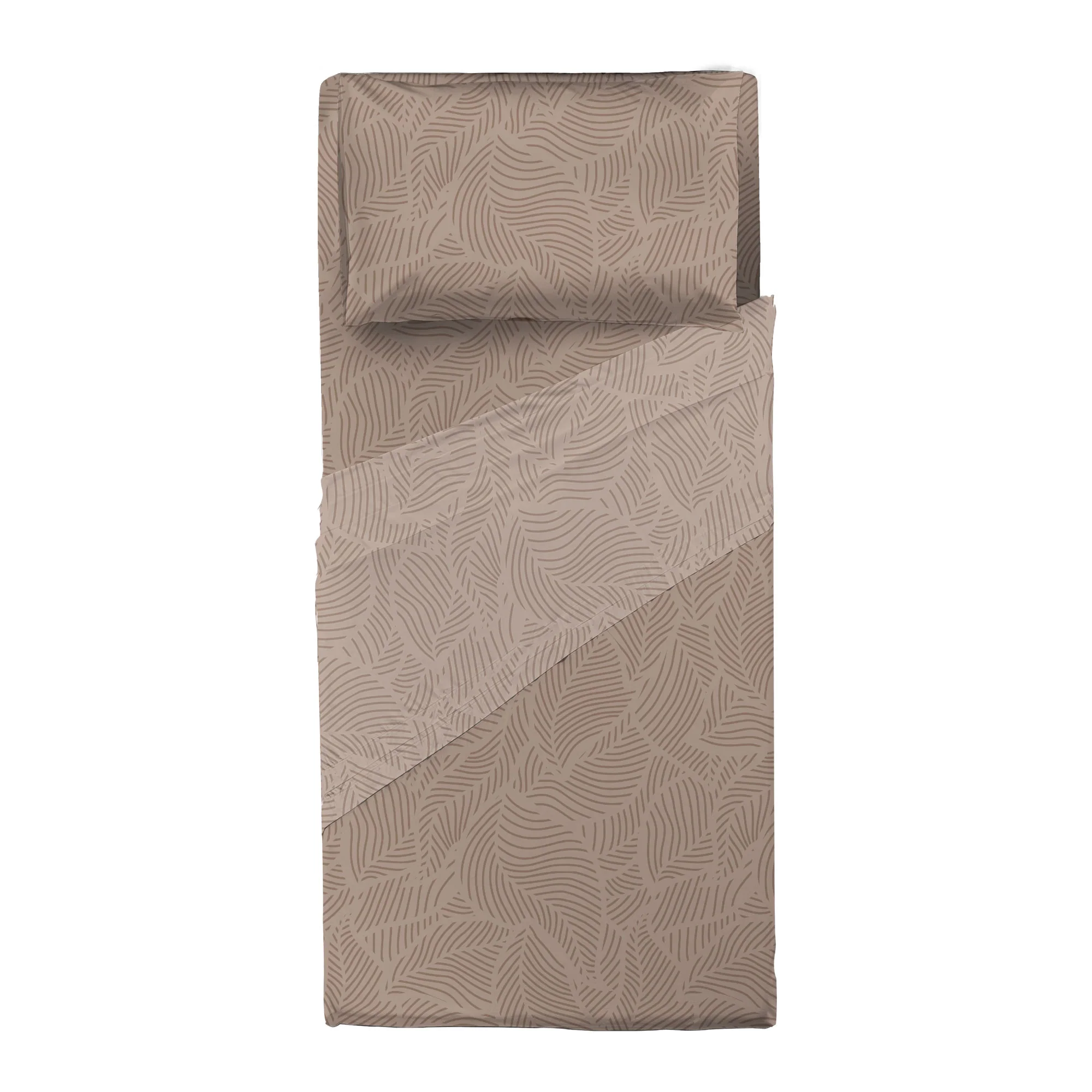 Completo Letto Singolo in Cotone con Stampa Gylfe Beige - Image 3