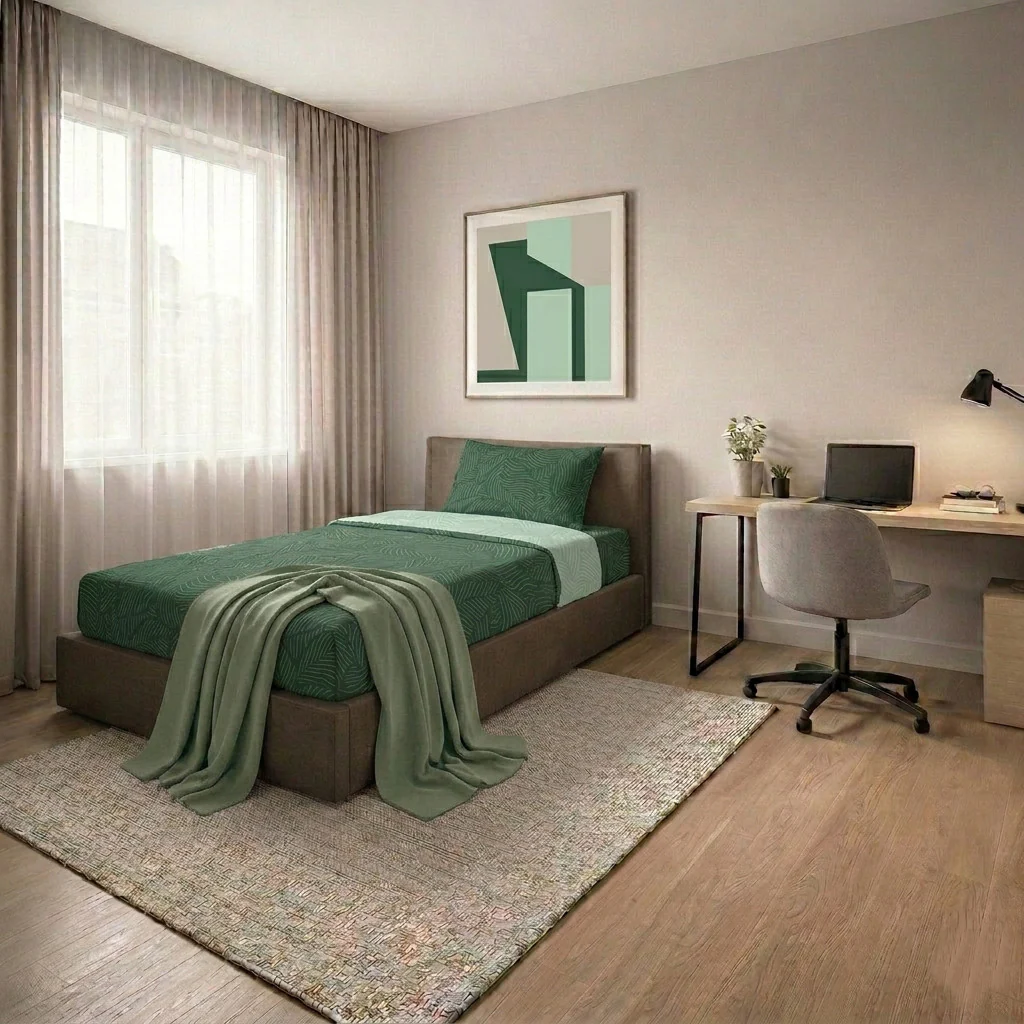 Completo Letto Singolo in Cotone con Stampa Gylfe Green