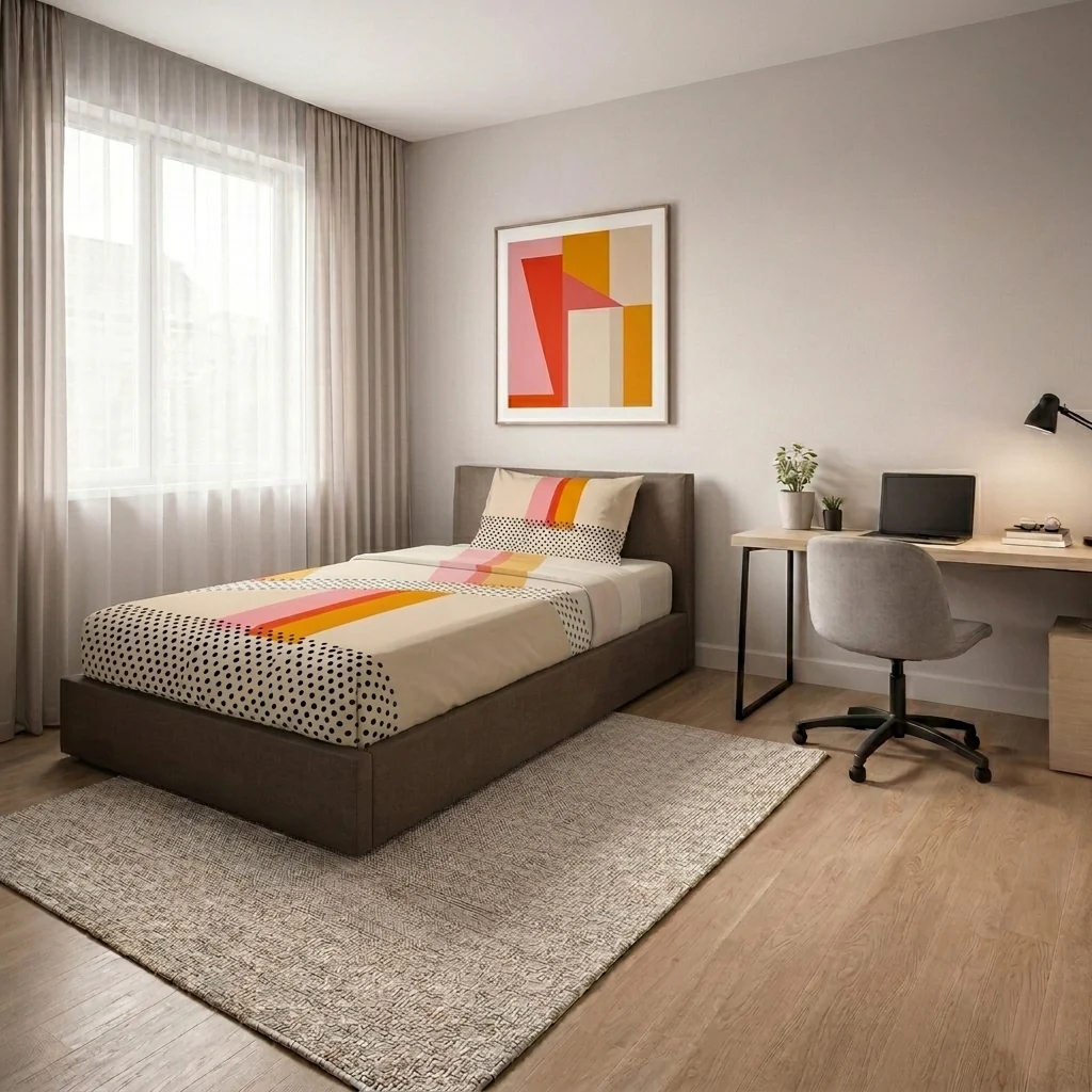 Completo Letto Singolo in Cotone con Stampa Kiljan Multicolor