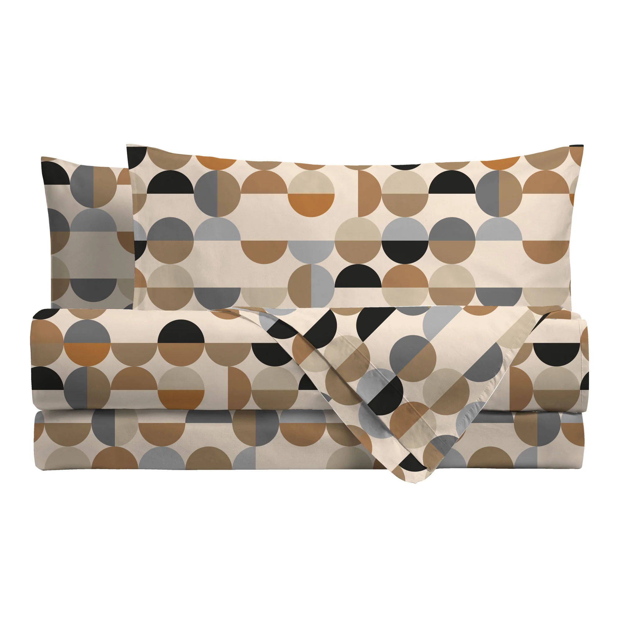 Completo Letto Singolo in Cotone con Stampa Sjul Beige - Image 2