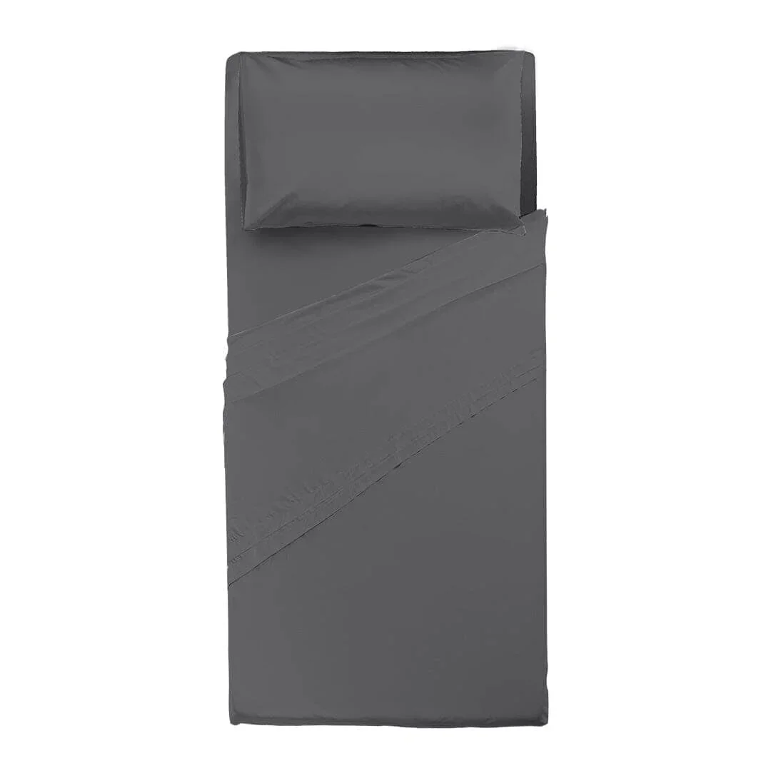 Completo Letto Singolo in Cotone - Tinta Unita Grigio Scuro - Image 2