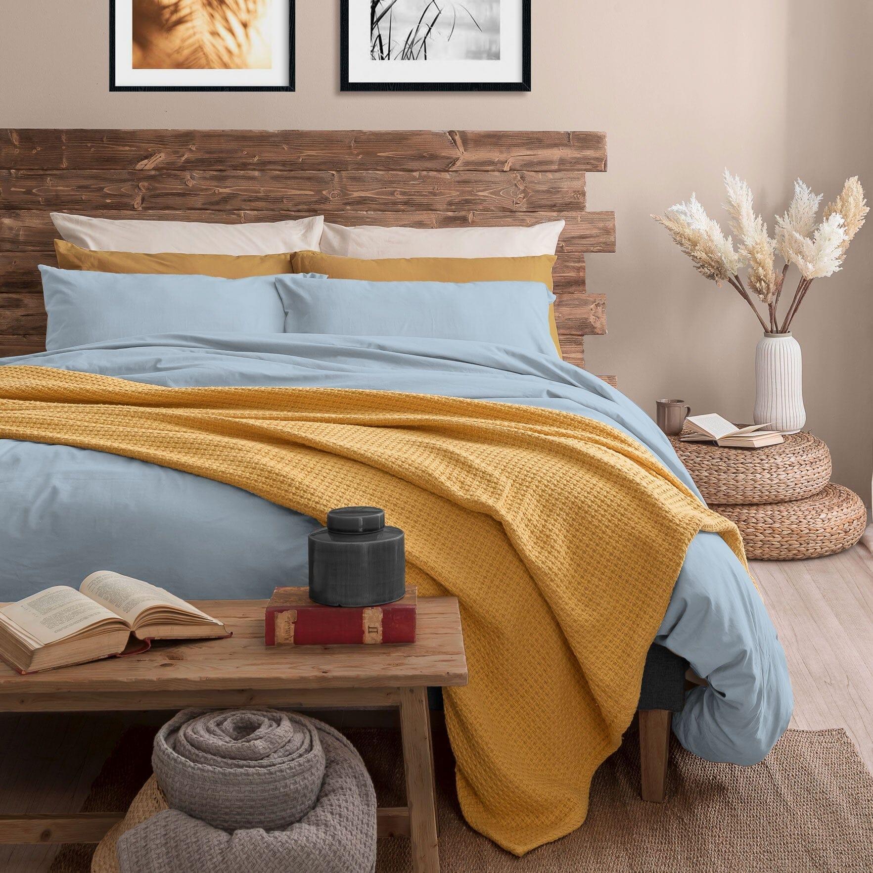 Completo Letto Singolo in Microfibra Softy Yarn - Tinta Unita Azzurro