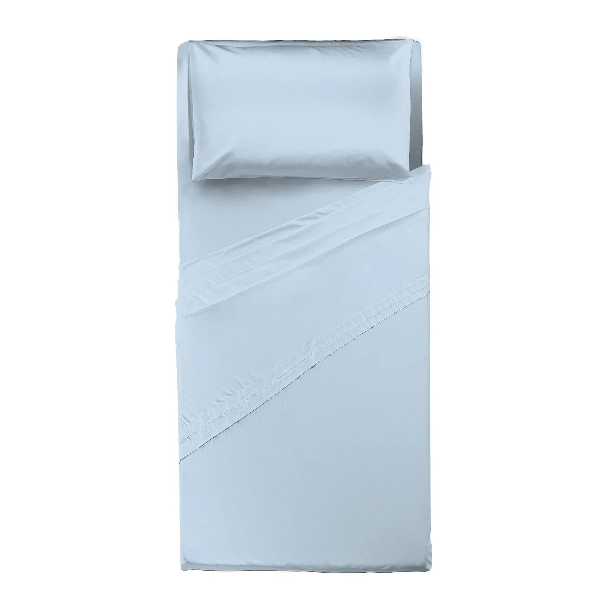 Completo Letto Singolo in Microfibra Softy Yarn - Tinta Unita Azzurro - Image 3